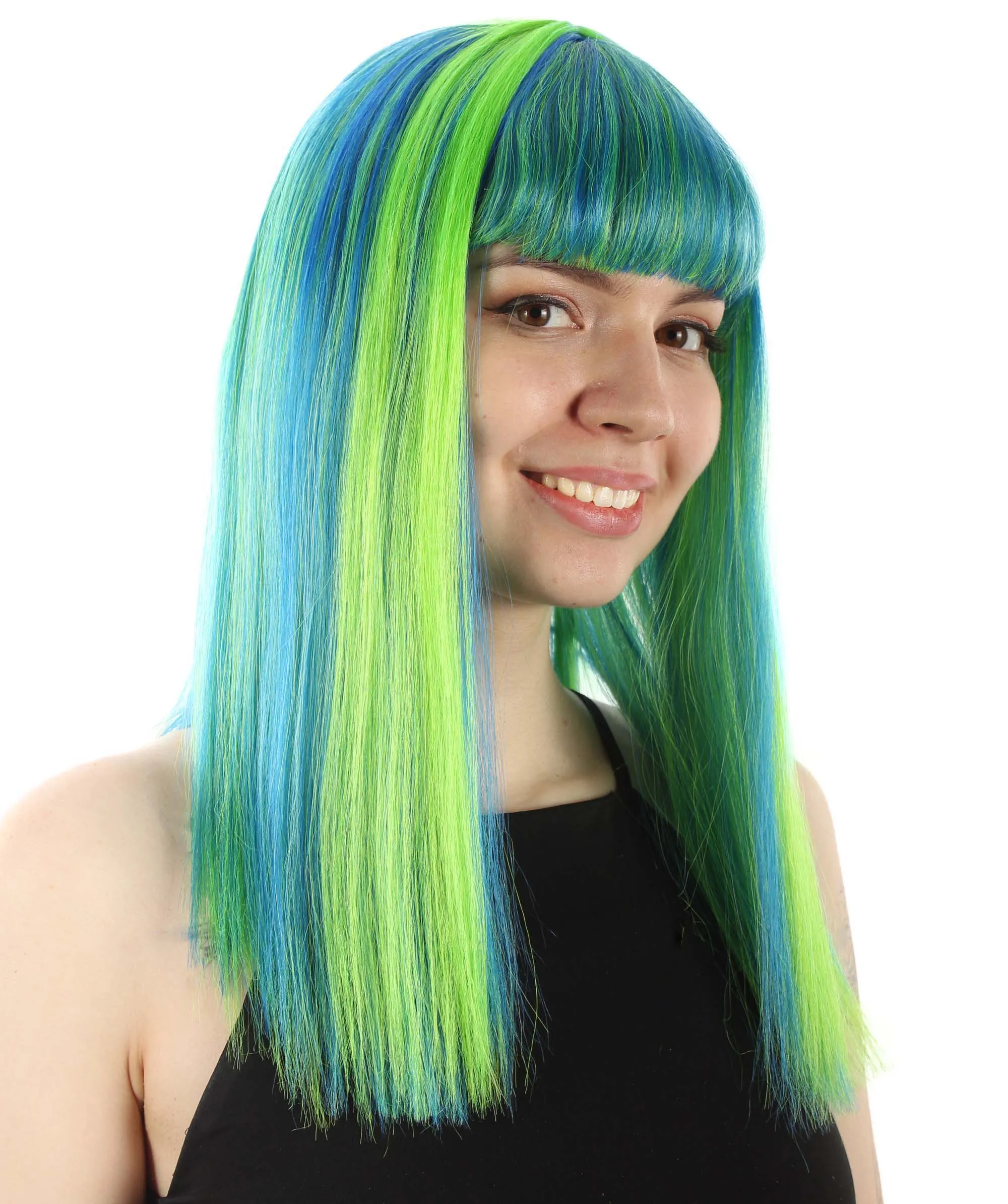 Adult Women's 18" Inch Silky Medium Straight Length Diva Wig, Multiple Color Synthetic Hair with Bangs | HPO