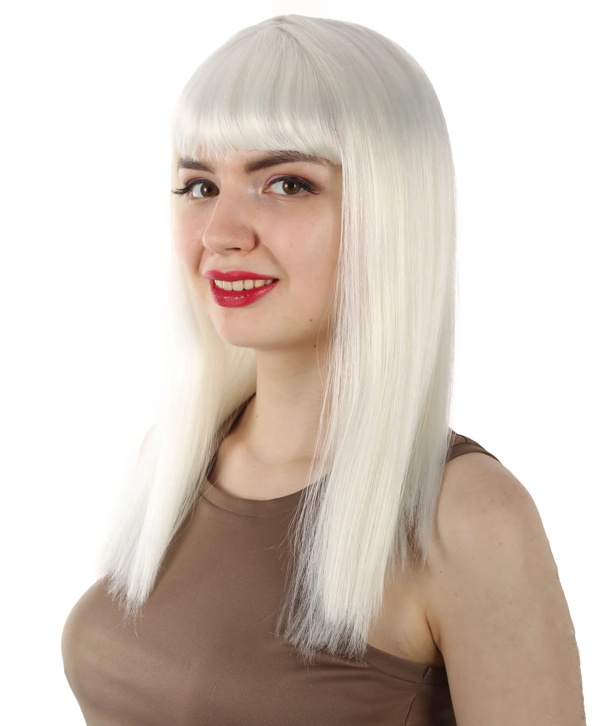 Adult Women's 18" Inch Silky Medium Straight Length Diva Wig, Multiple Color Synthetic Hair with Bangs | HPO