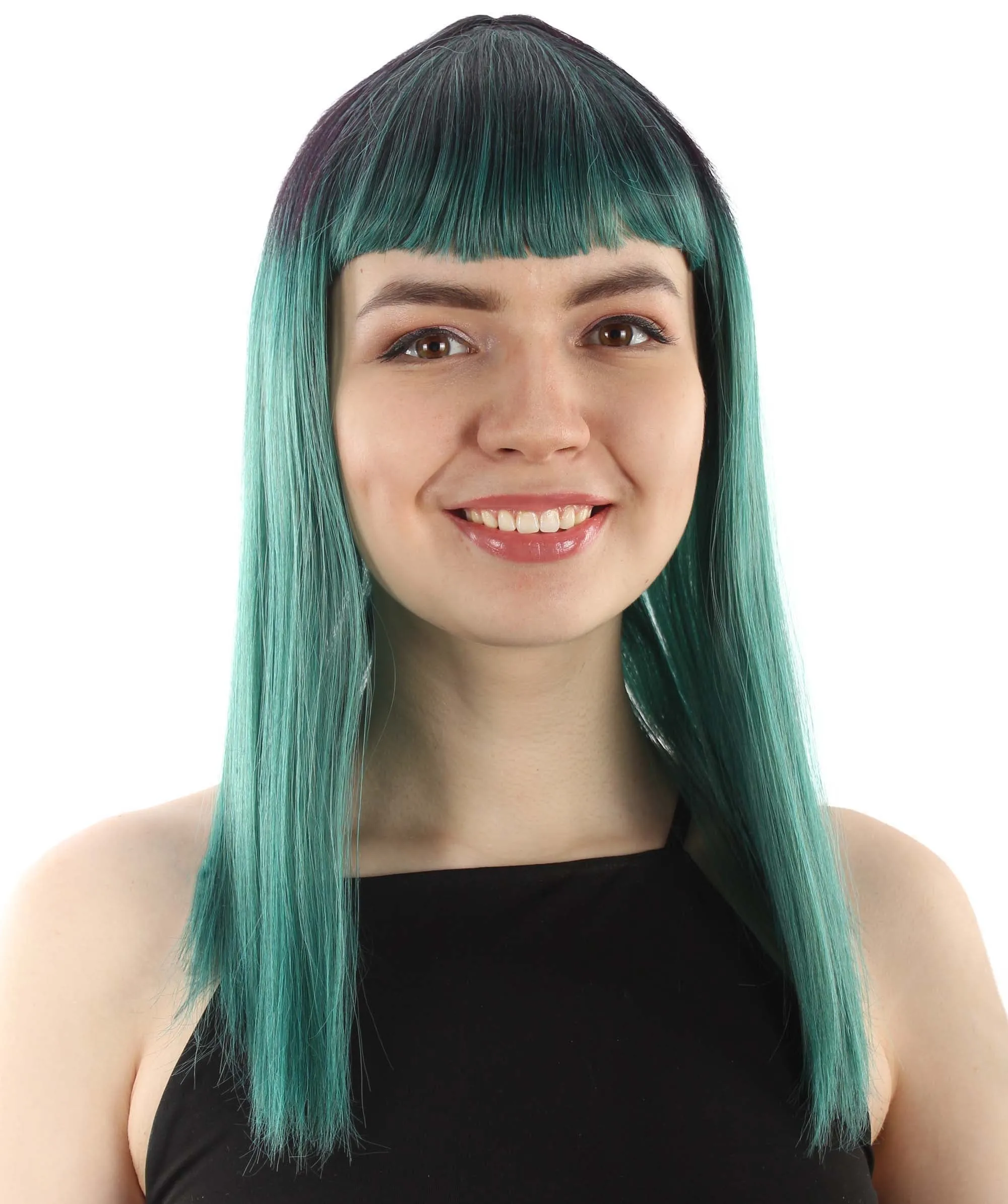 Adult Women's 18" Inch Silky Medium Straight Length Diva Wig, Multiple Color Synthetic Hair with Bangs | HPO
