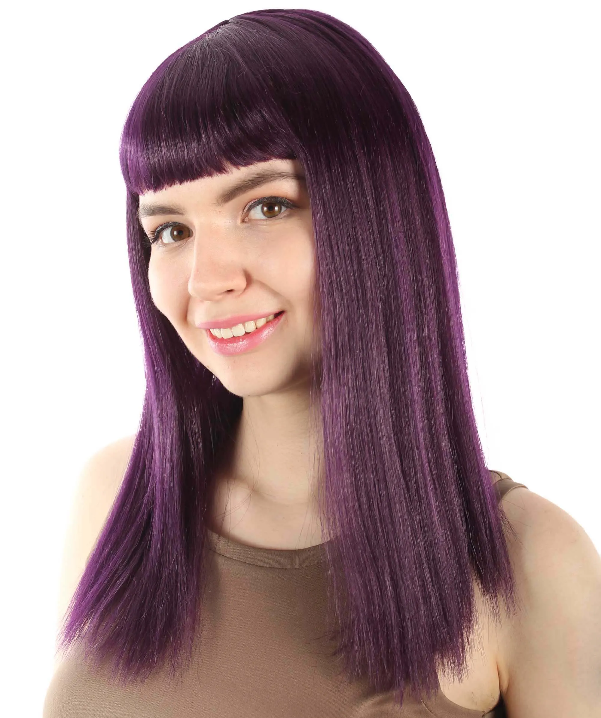 Adult Women's 18" Inch Silky Medium Straight Length Diva Wig, Multiple Color Synthetic Hair with Bangs | HPO