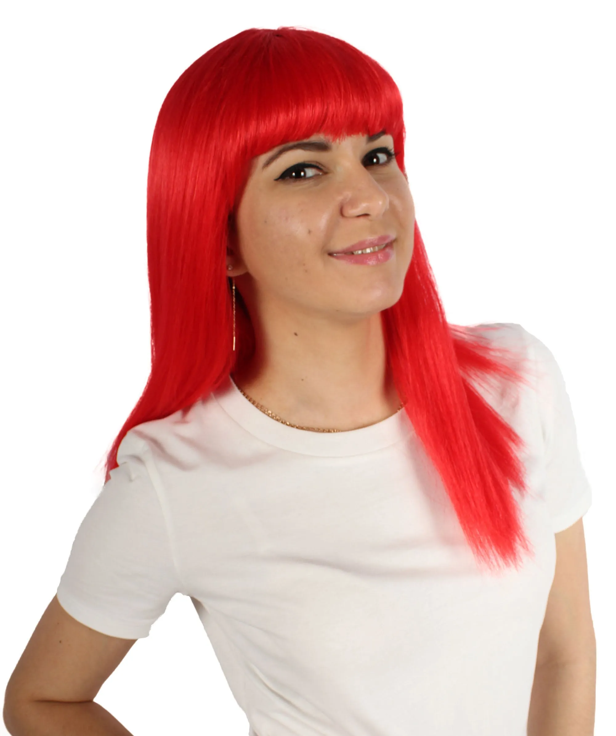 Adult Women's 18" Inch Silky Medium Straight Length Diva Wig, Multiple Color Synthetic Hair with Bangs | HPO