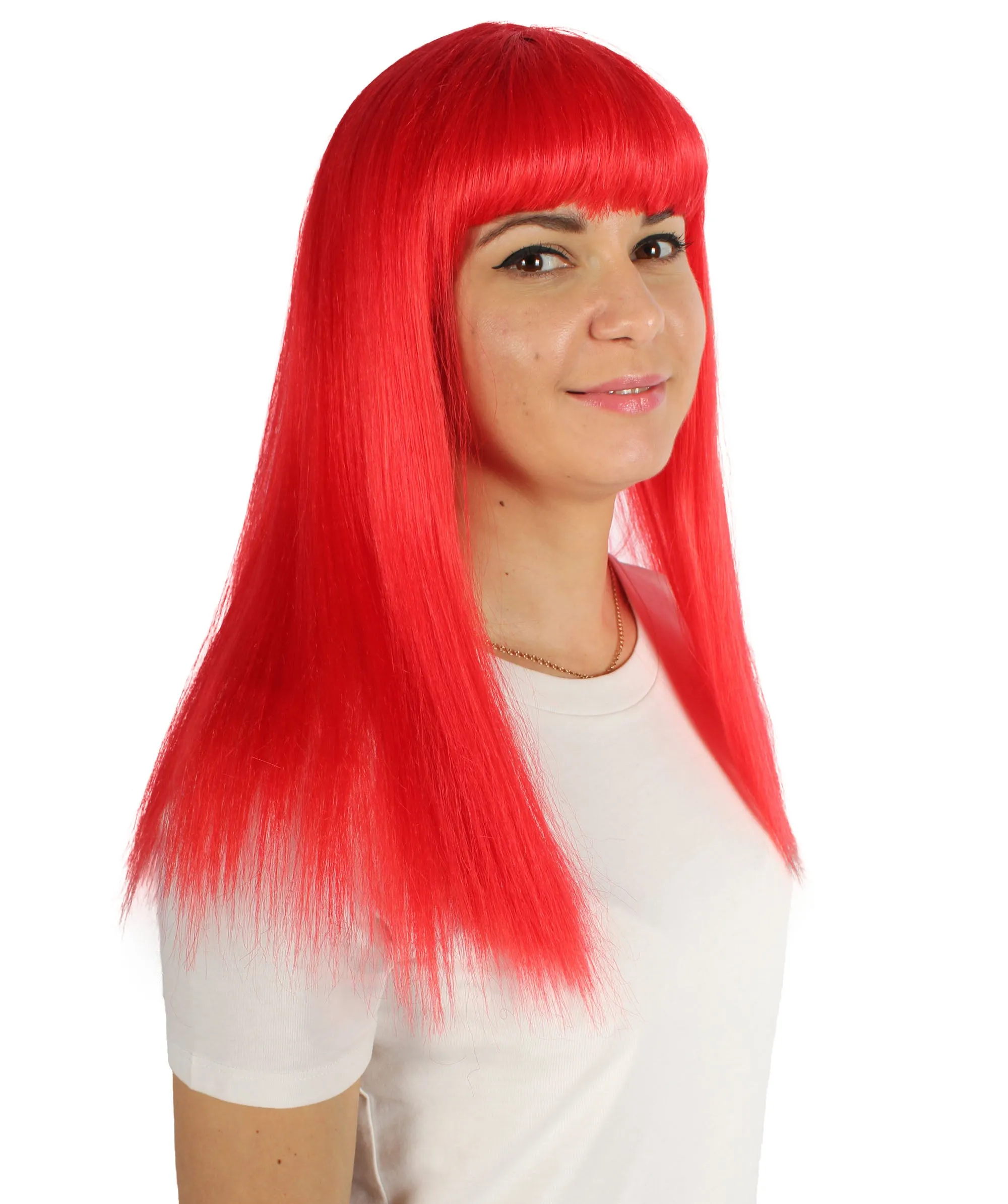 Adult Women's 18" Inch Silky Medium Straight Length Diva Wig, Multiple Color Synthetic Hair with Bangs | HPO