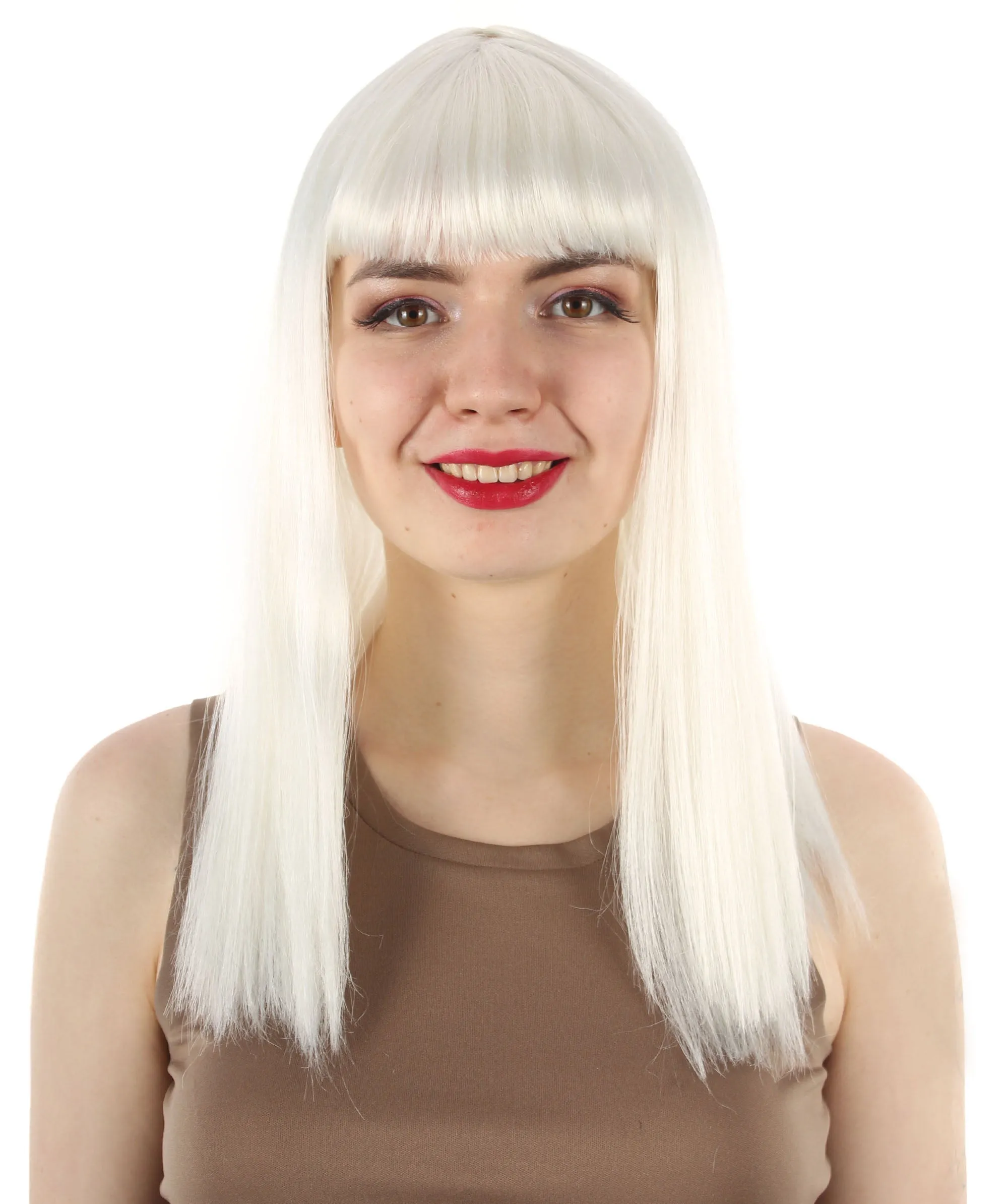 Adult Women's 18" Inch Silky Medium Straight Length Diva Wig, Multiple Color Synthetic Hair with Bangs | HPO