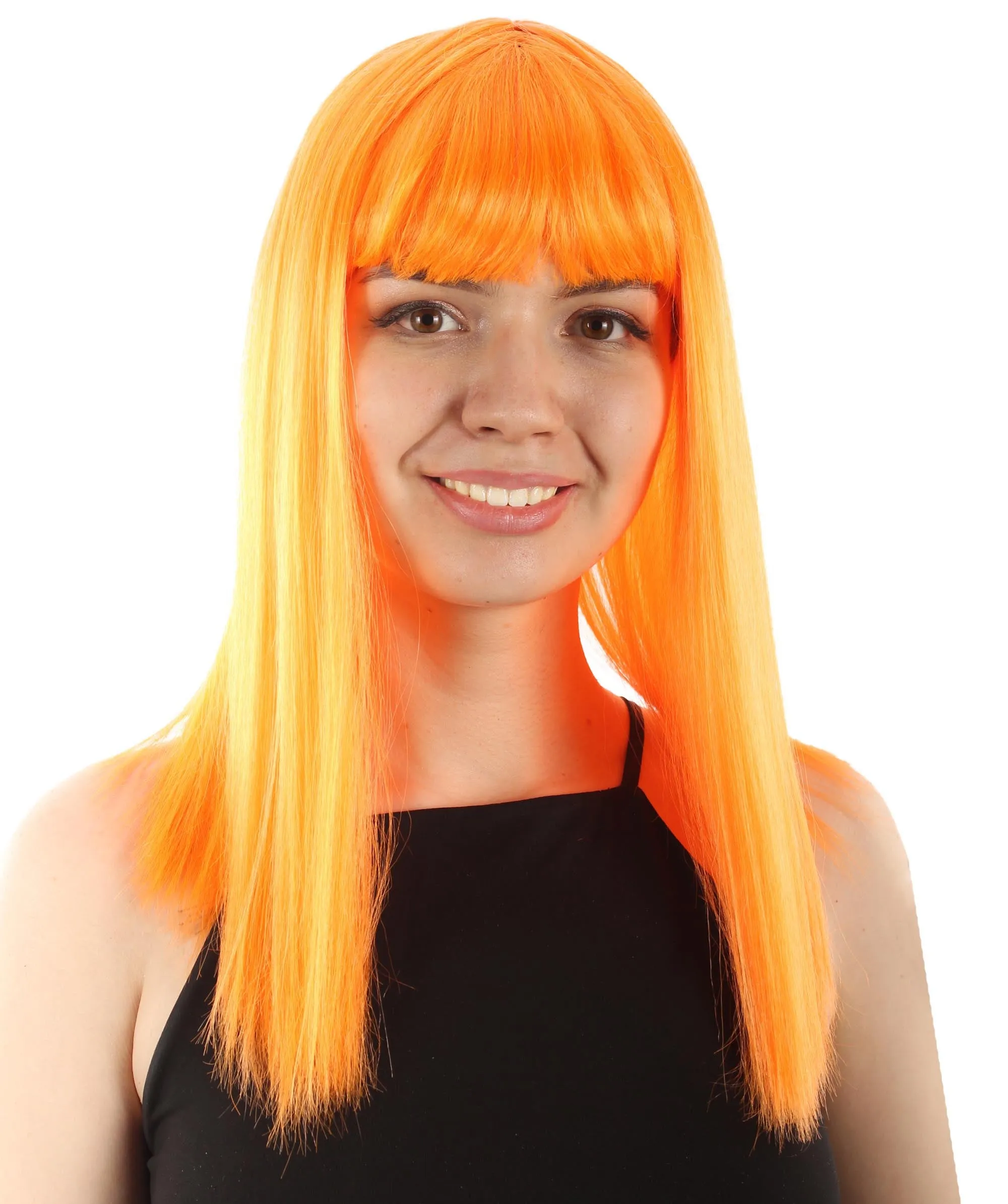 Adult Women's 18" Inch Silky Medium Straight Length Diva Wig, Multiple Color Synthetic Hair with Bangs | HPO