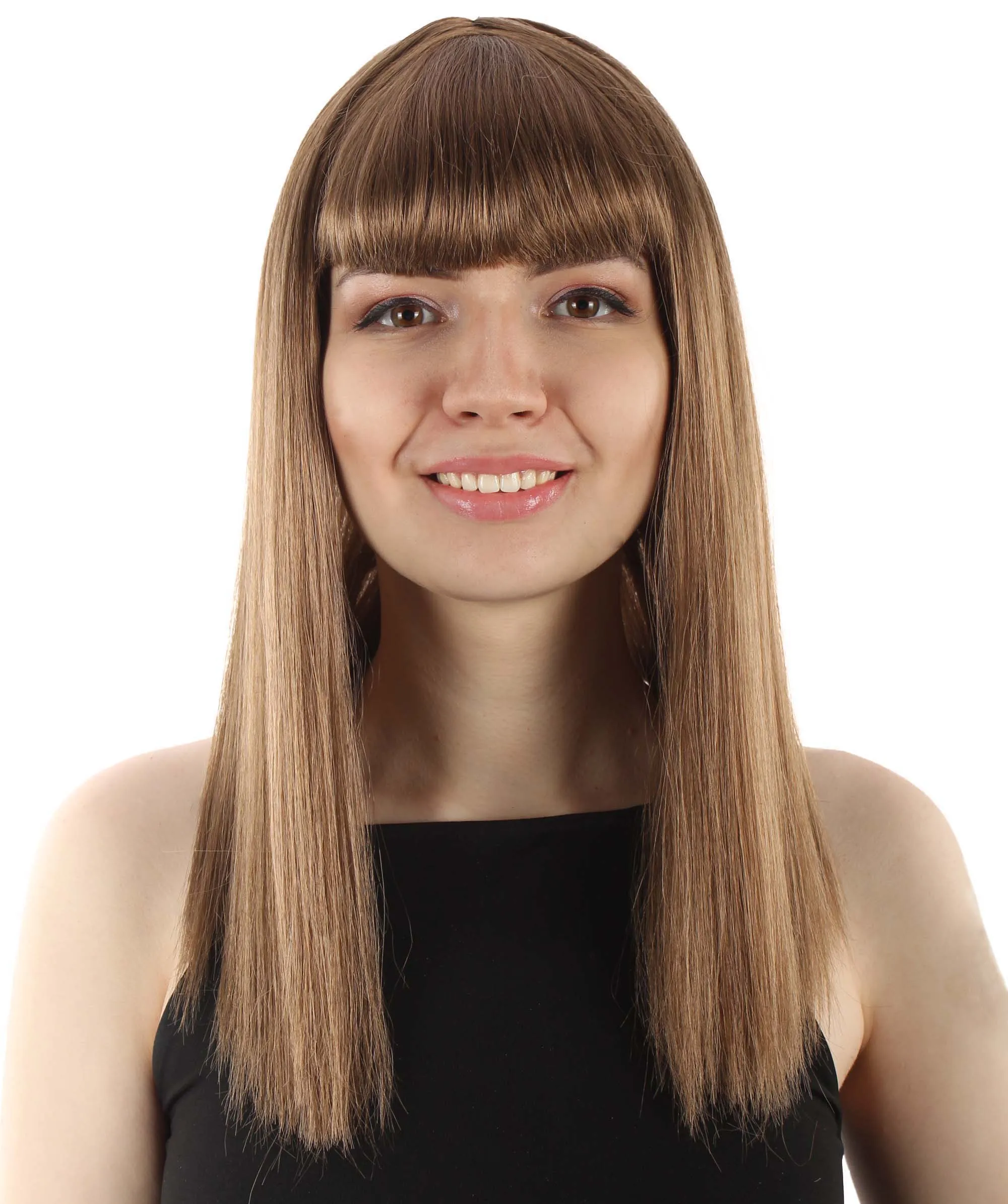 Adult Women's 18" Inch Silky Medium Straight Length Diva Wig, Multiple Color Synthetic Hair with Bangs | HPO