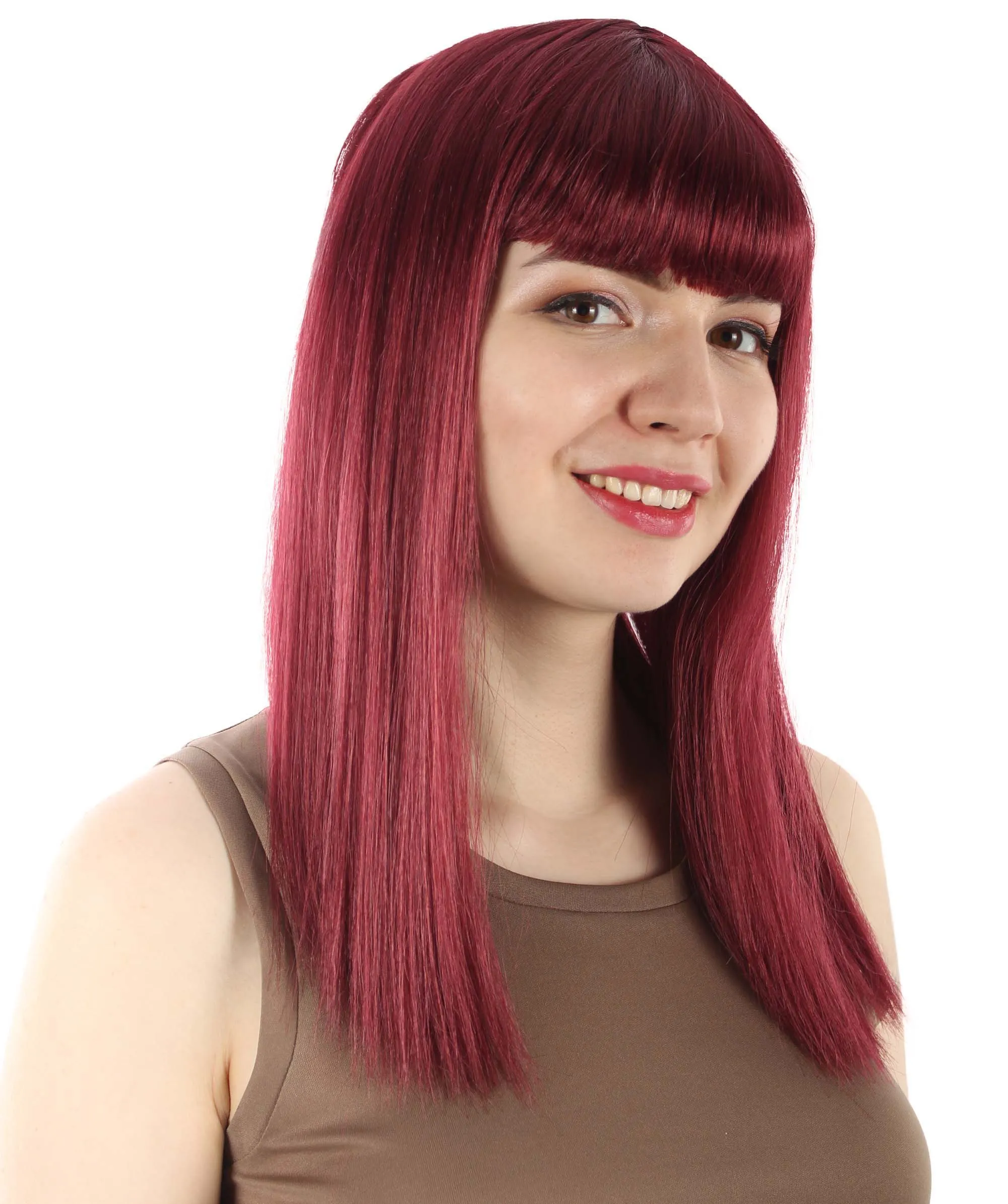 Adult Women's 18" Inch Silky Medium Straight Length Diva Wig, Multiple Color Synthetic Hair with Bangs | HPO