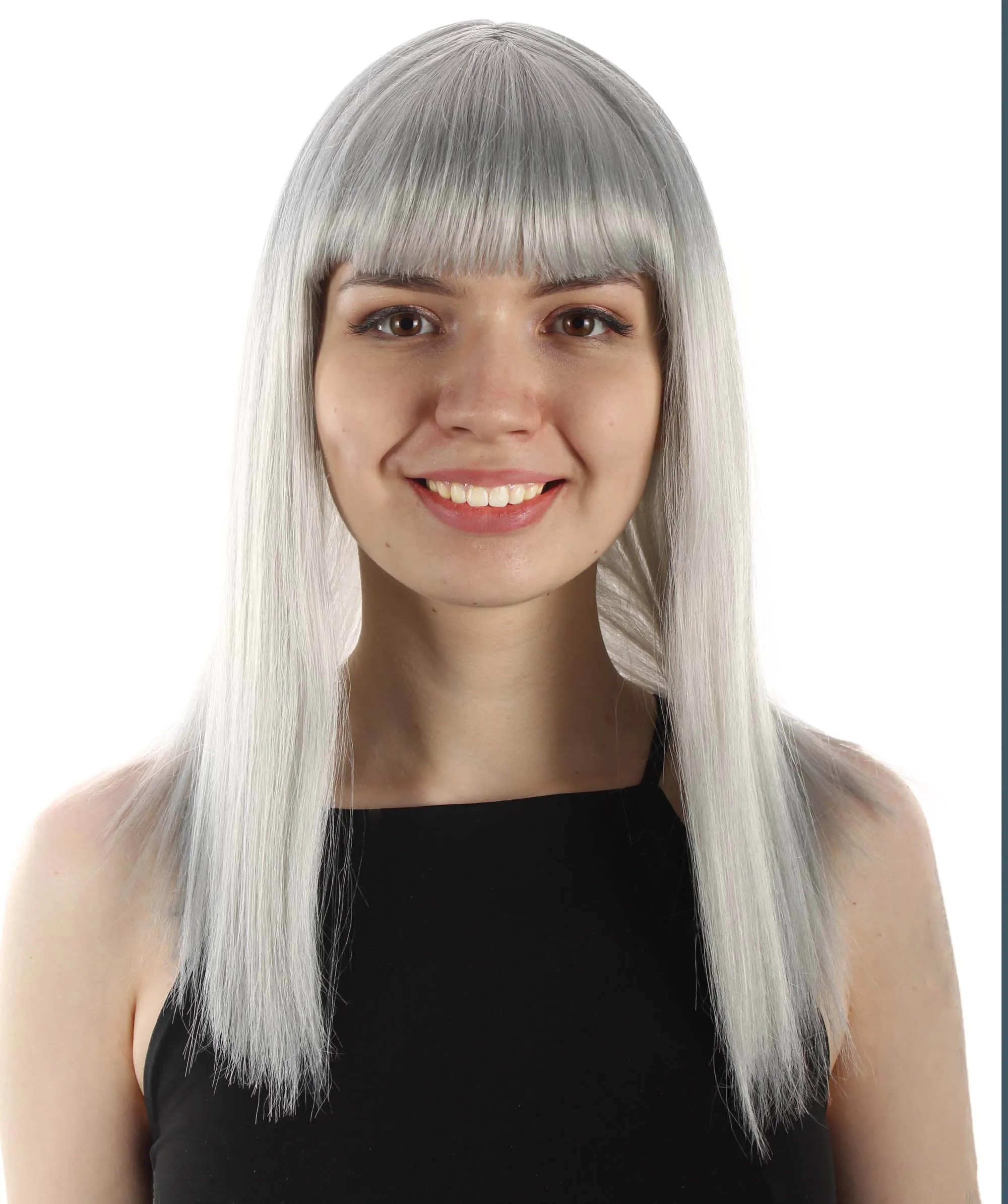 Adult Women's 18" Inch Silky Medium Straight Length Diva Wig, Multiple Color Synthetic Hair with Bangs | HPO