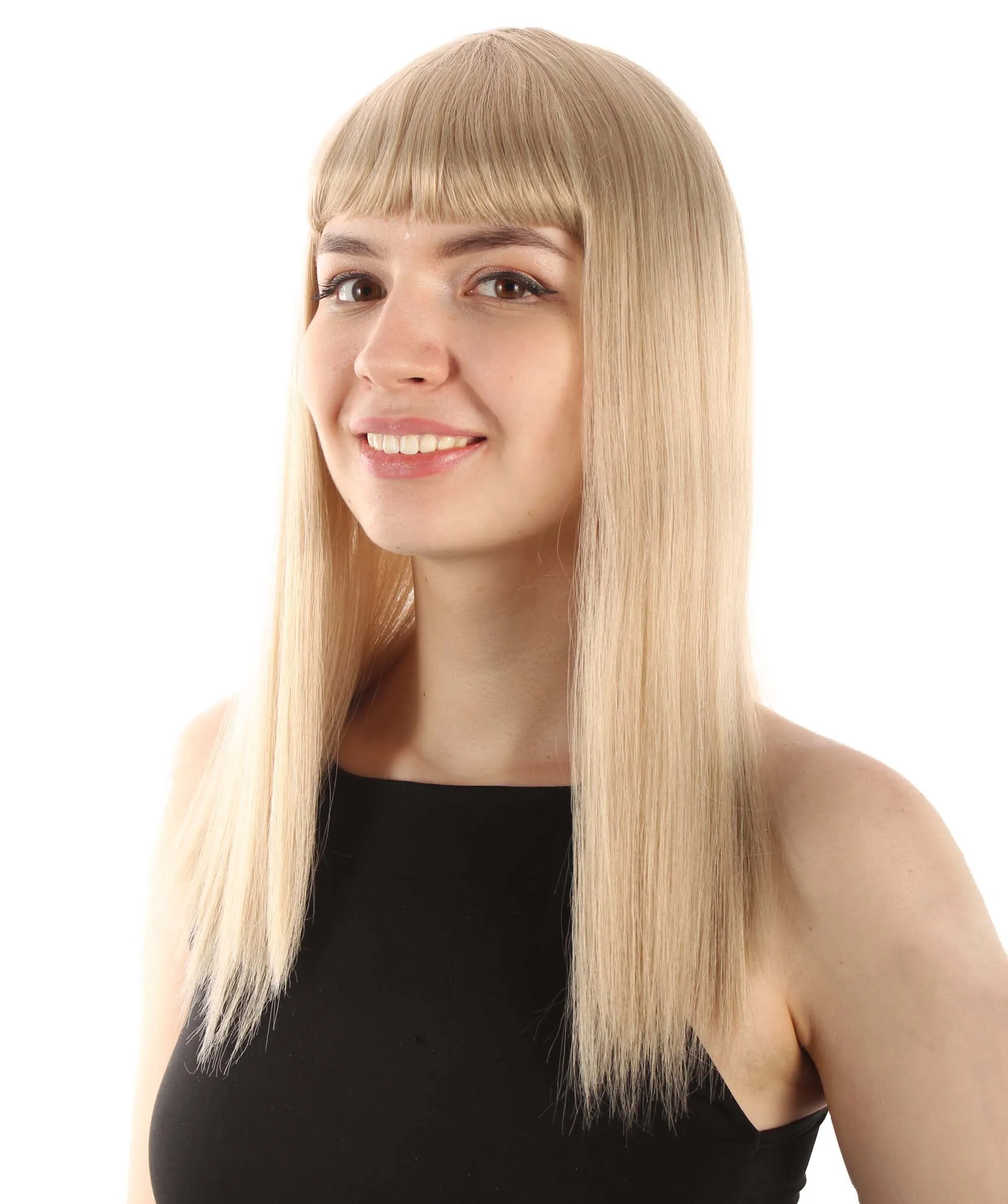 Adult Women's 18" Inch Silky Medium Straight Length Diva Wig, Multiple Color Synthetic Hair with Bangs | HPO