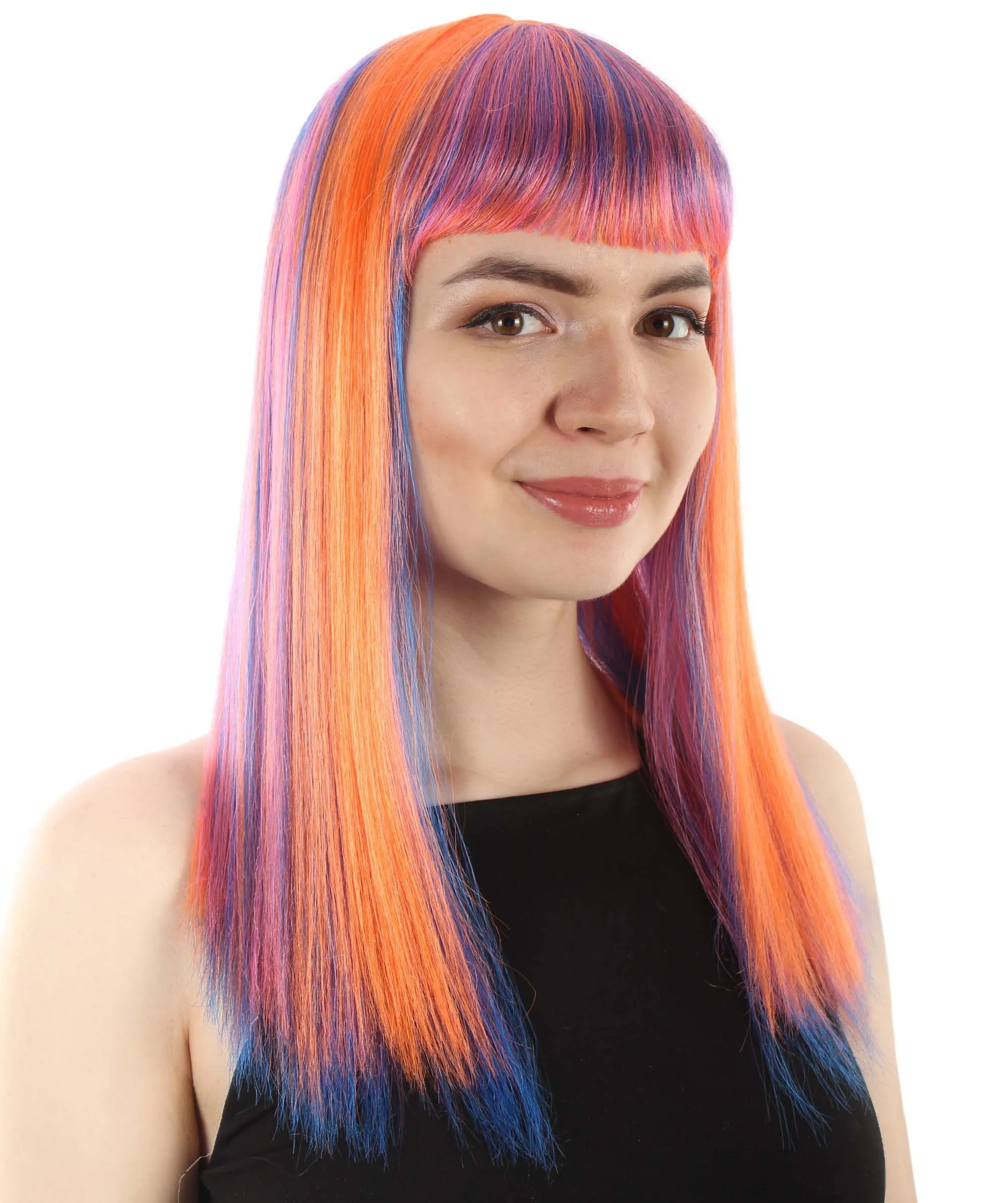 Adult Women's 18" Inch Silky Medium Straight Length Diva Wig, Multiple Color Synthetic Hair with Bangs | HPO