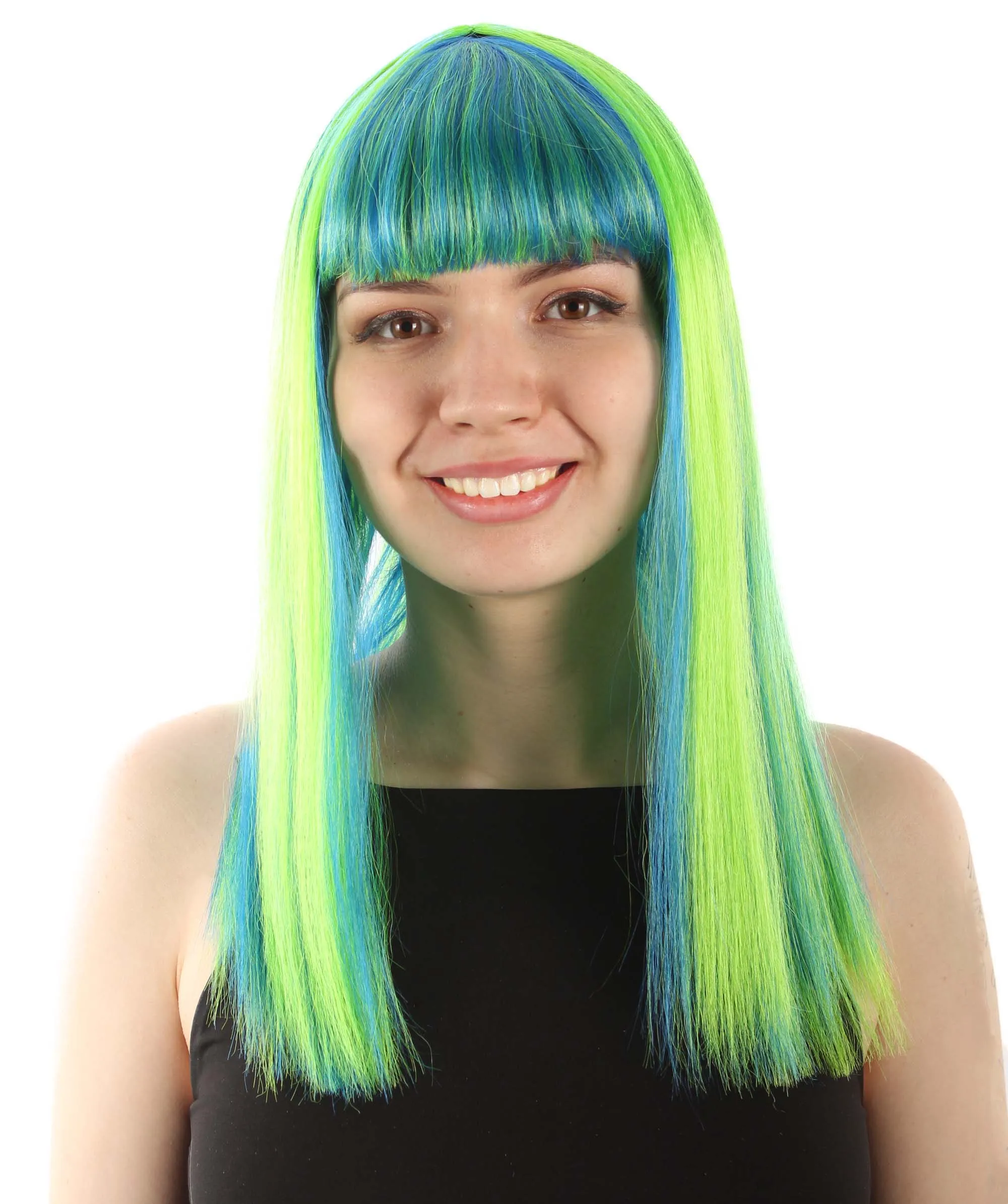 Adult Women's 18" Inch Silky Medium Straight Length Diva Wig, Multiple Color Synthetic Hair with Bangs | HPO