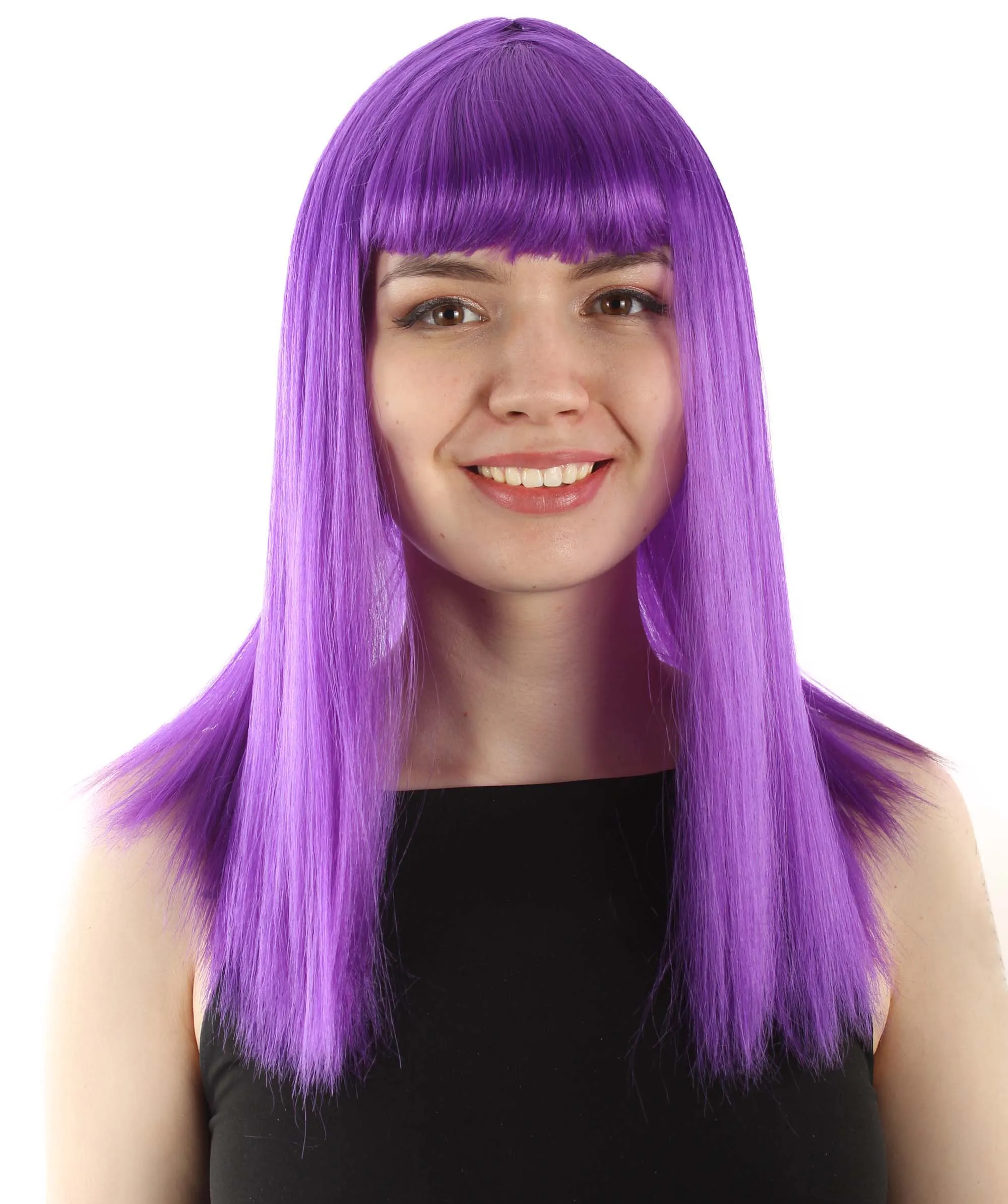 Adult Women's 18" Inch Silky Medium Straight Length Diva Wig, Multiple Color Synthetic Hair with Bangs | HPO