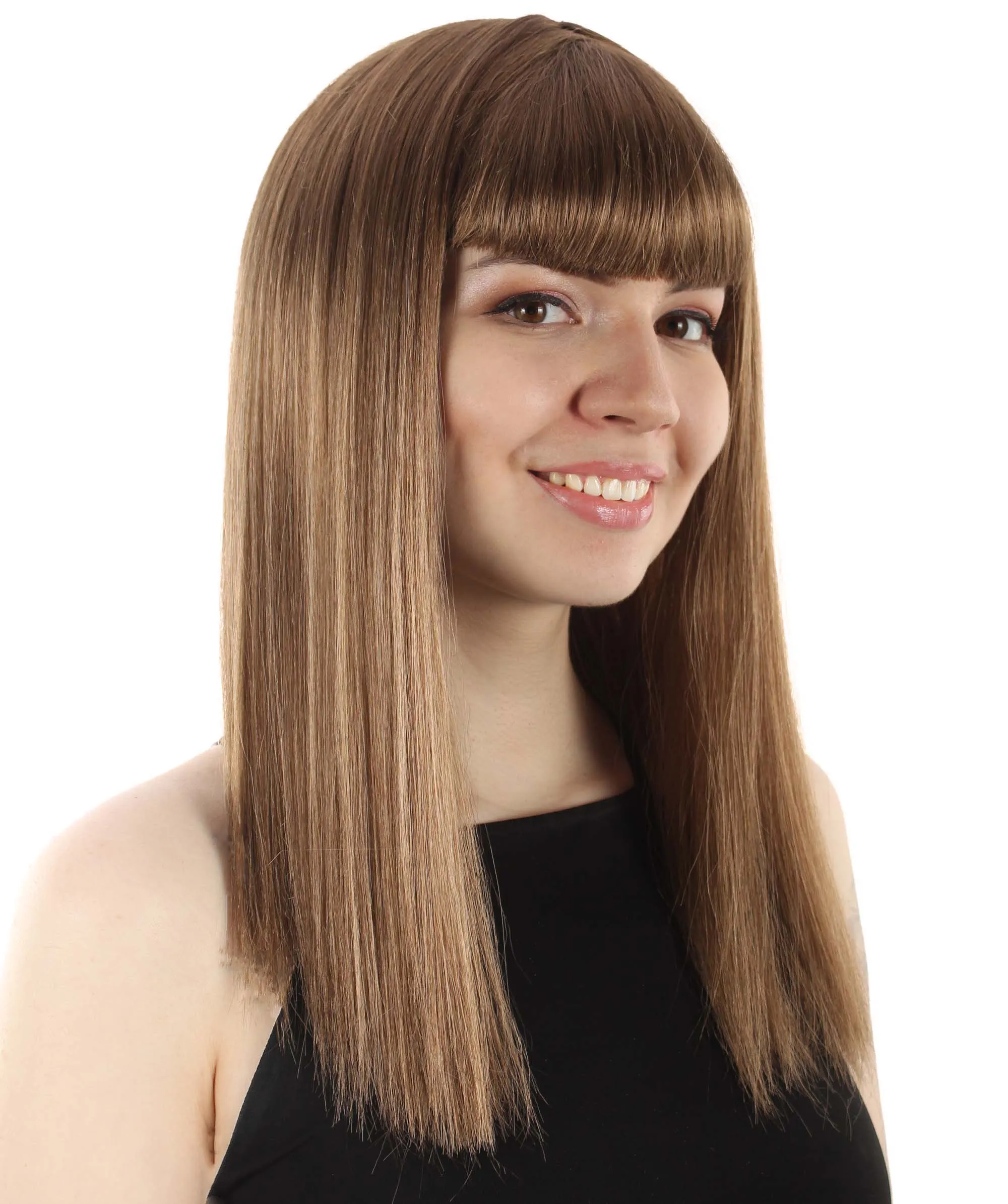 Adult Women's 18" Inch Silky Medium Straight Length Diva Wig, Multiple Color Synthetic Hair with Bangs | HPO