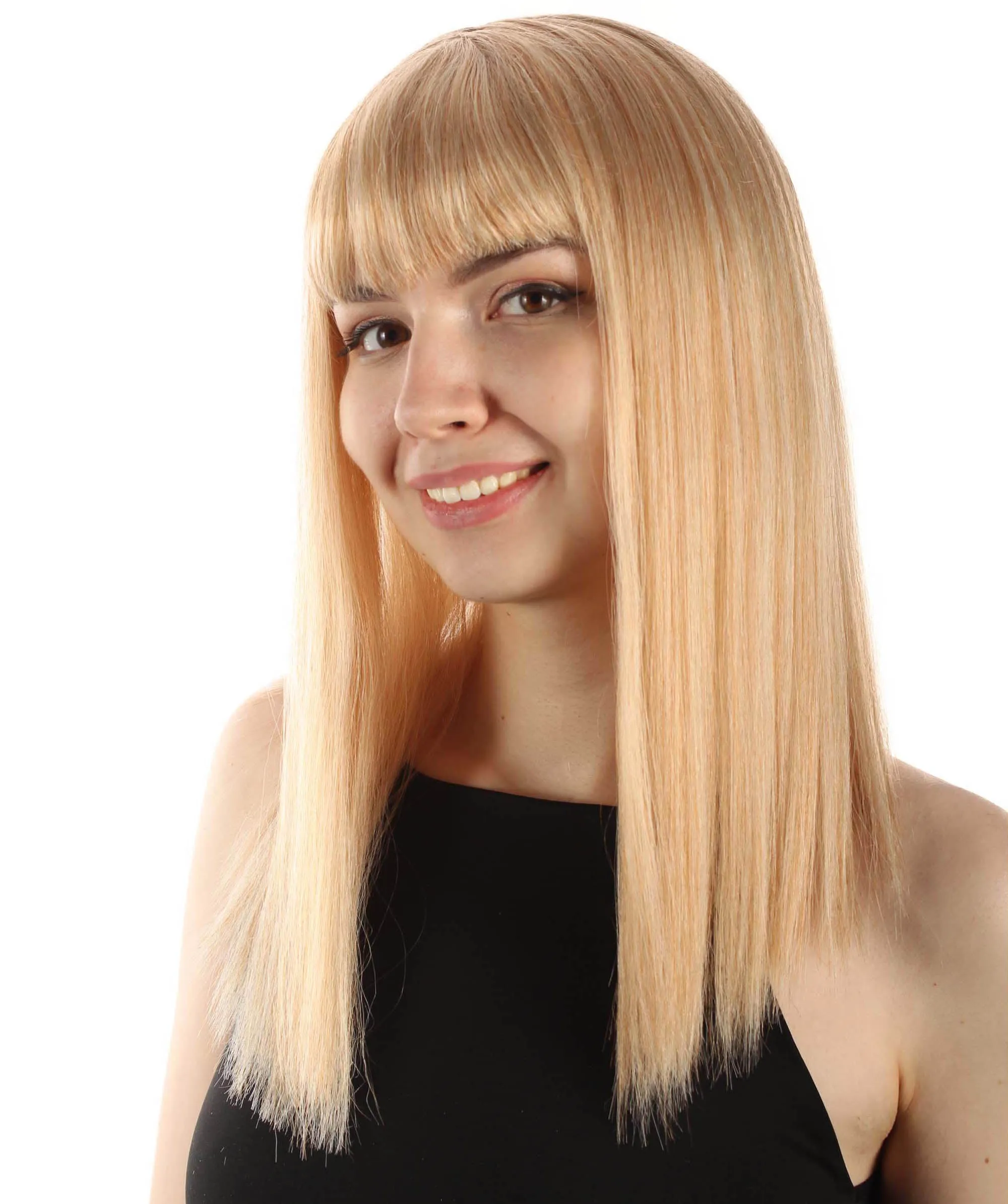 Adult Women's 18" Inch Silky Medium Straight Length Diva Wig, Multiple Color Synthetic Hair with Bangs | HPO