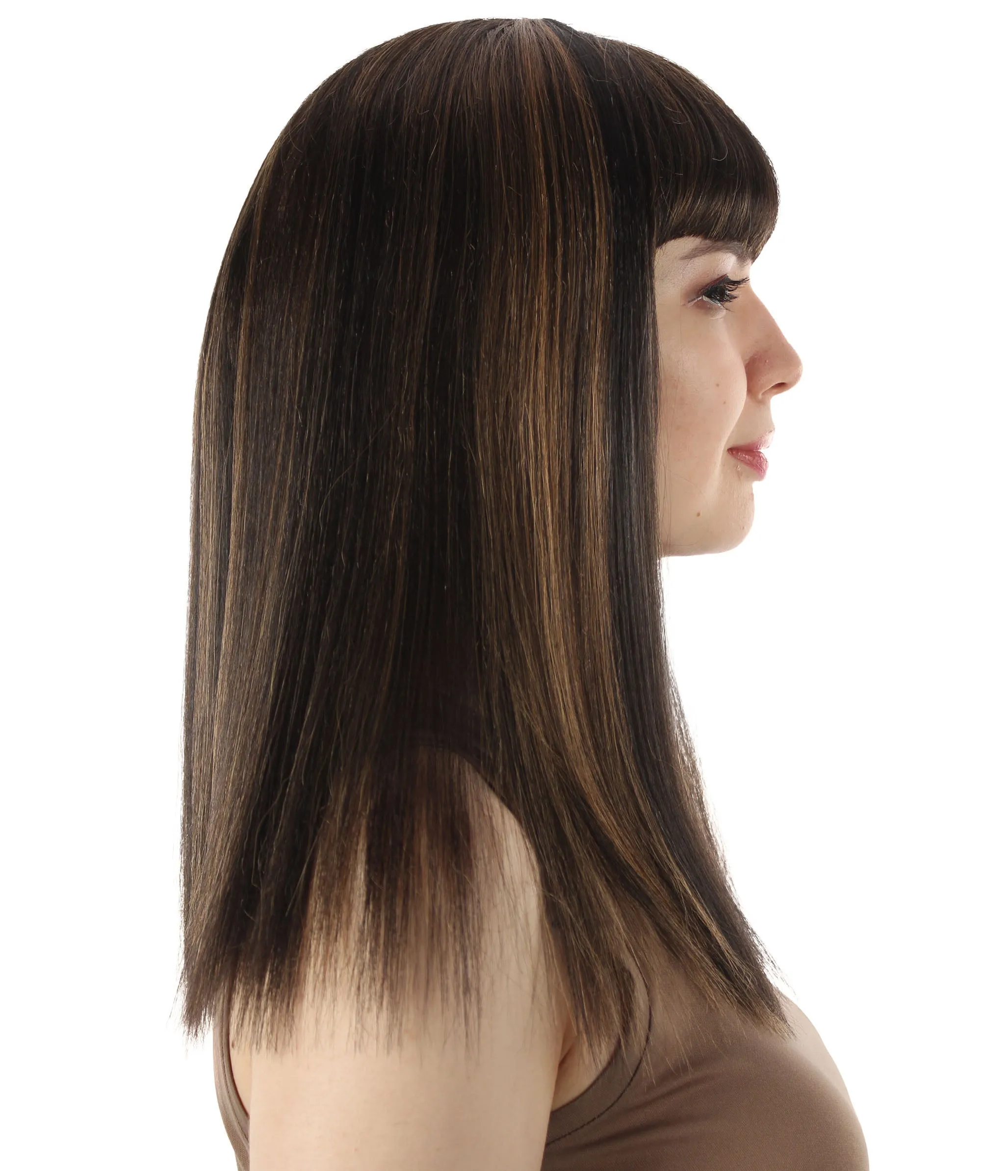 Adult Women's 18" Inch Silky Medium Straight Length Diva Wig, Multiple Color Synthetic Hair with Bangs | HPO