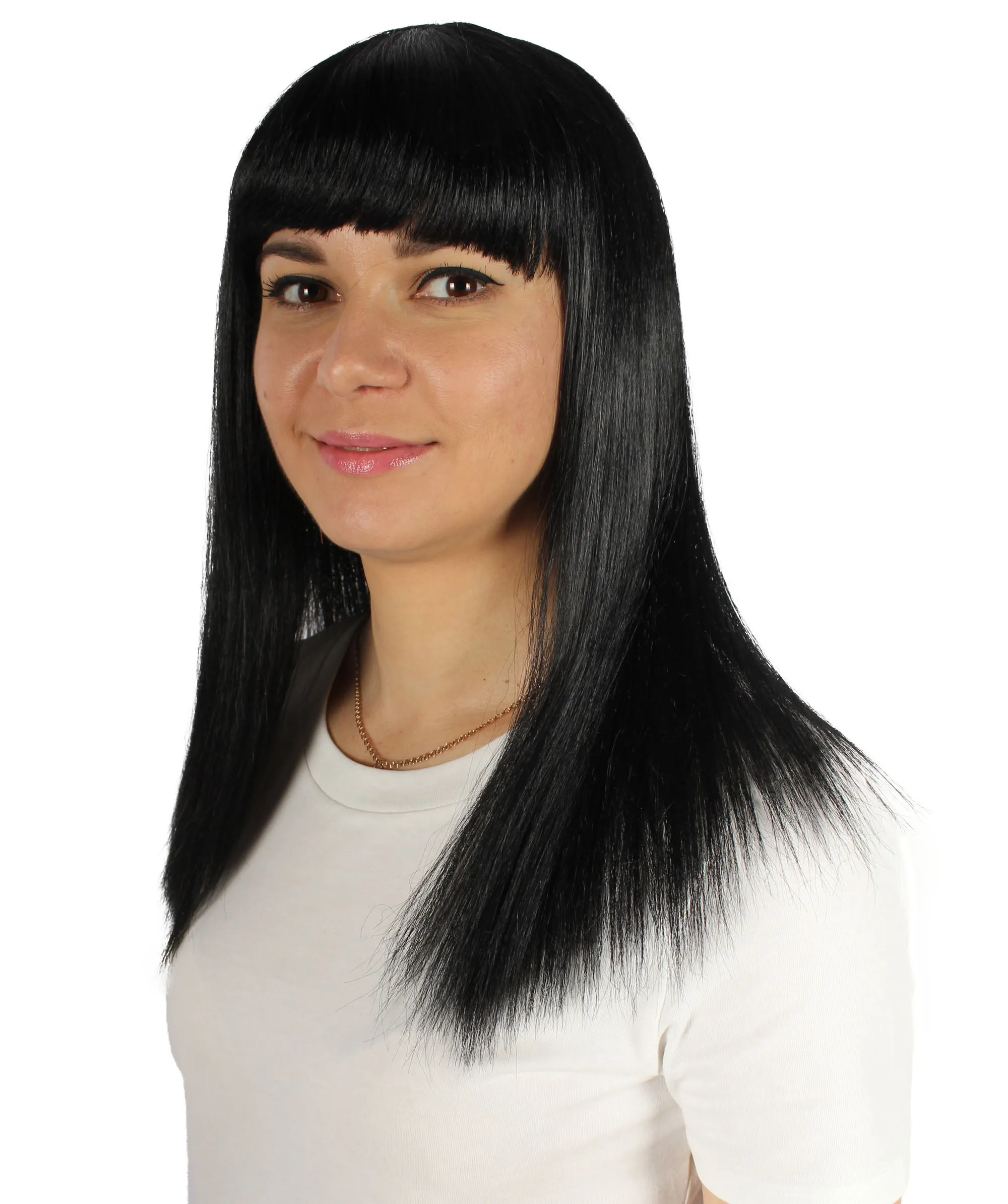 Adult Women's 18" Inch Silky Medium Straight Length Diva Wig, Multiple Color Synthetic Hair with Bangs | HPO
