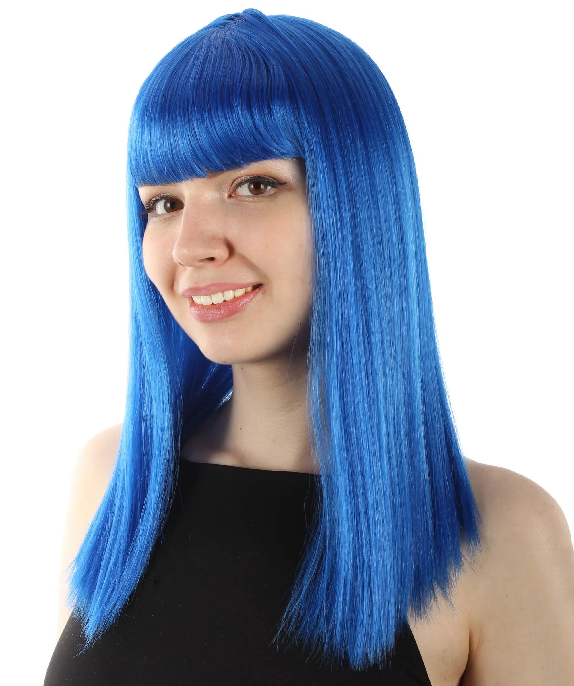 Adult Women's 18" Inch Silky Medium Straight Length Diva Wig, Multiple Color Synthetic Hair with Bangs | HPO