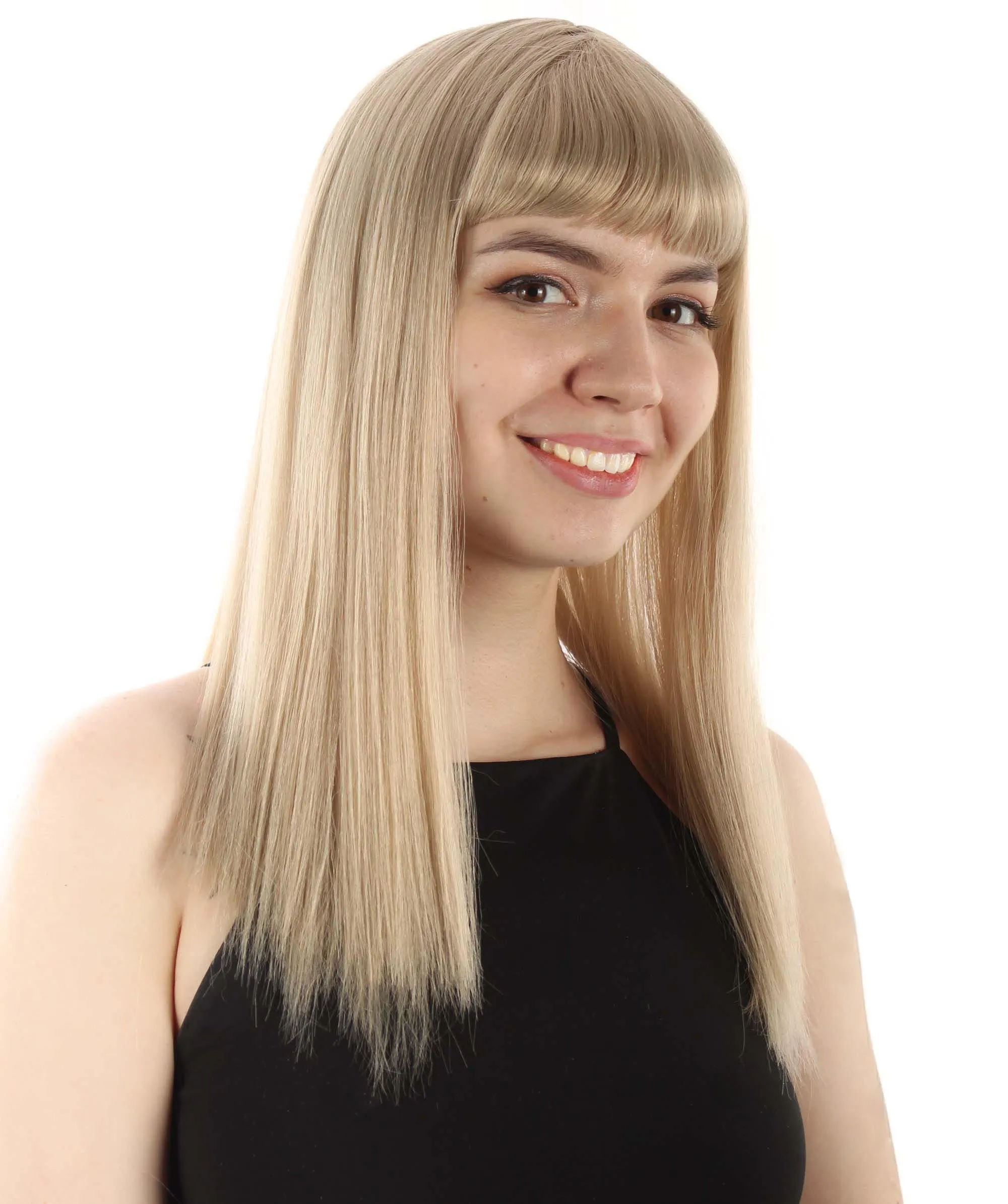 Adult Women's 18" Inch Silky Medium Straight Length Diva Wig, Multiple Color Synthetic Hair with Bangs | HPO