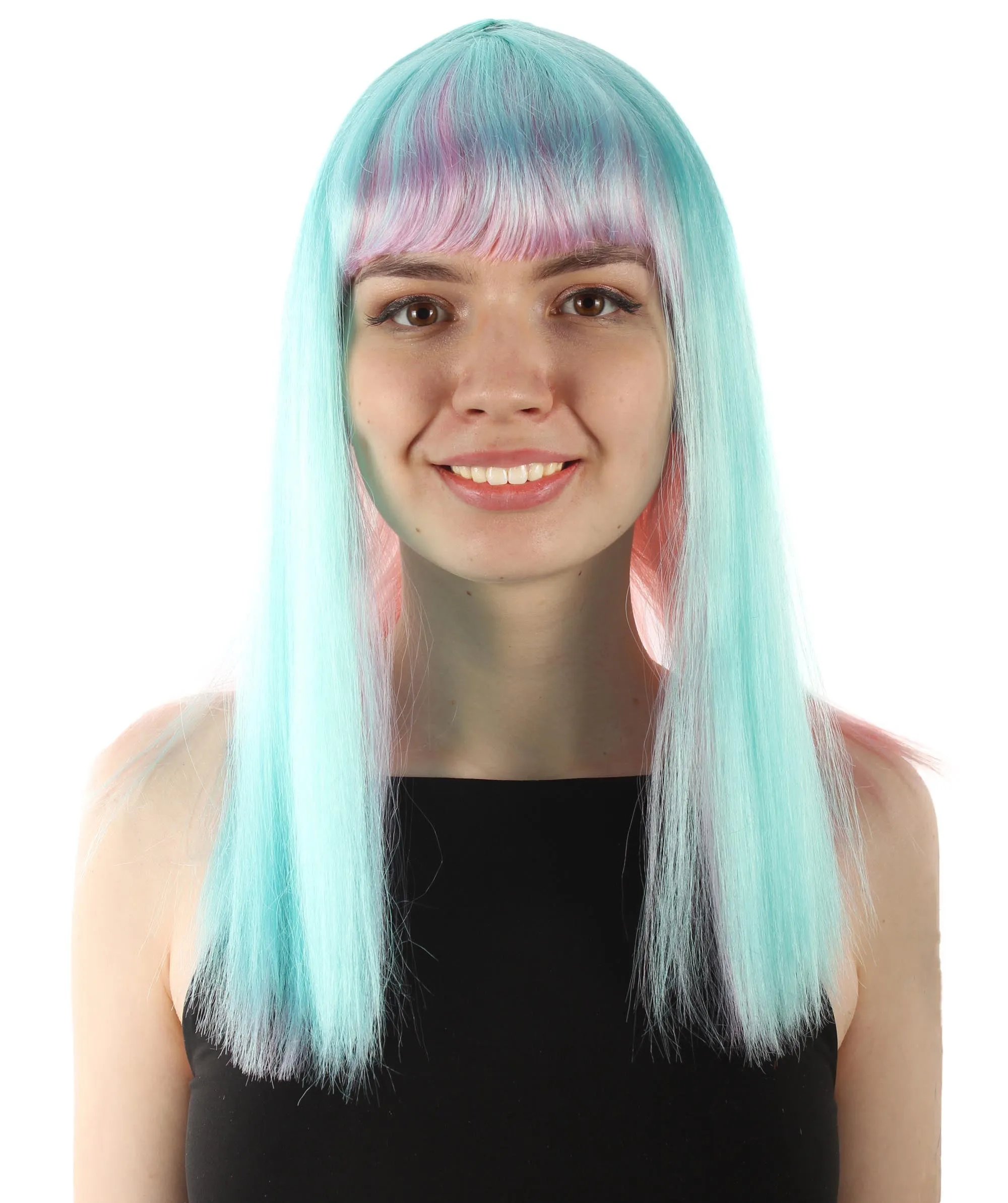 Adult Women's 18" Inch Silky Medium Straight Length Diva Wig, Multiple Color Synthetic Hair with Bangs | HPO