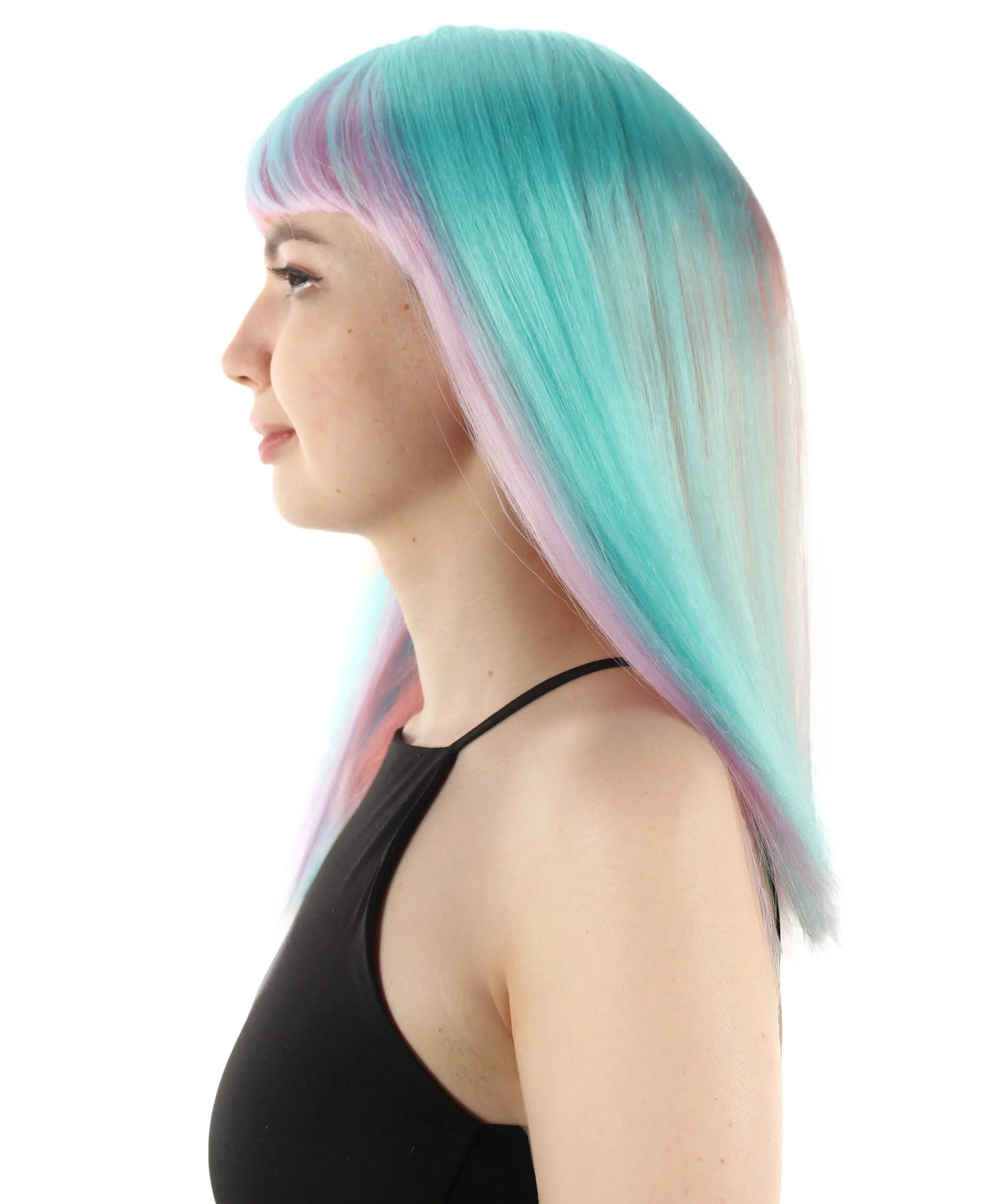 Adult Women's 18" Inch Silky Medium Straight Length Diva Wig, Multiple Color Synthetic Hair with Bangs | HPO