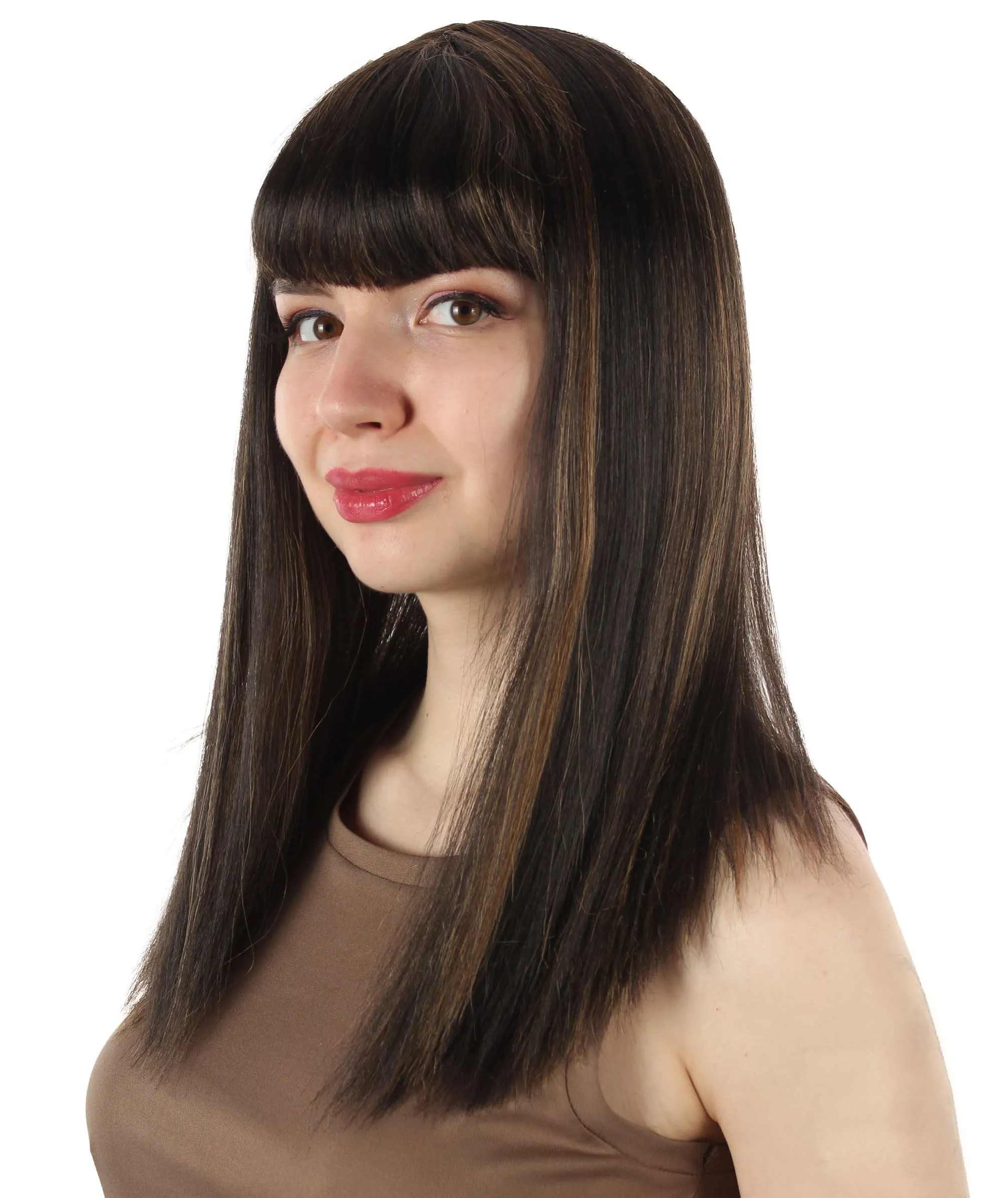 Adult Women's 18" Inch Silky Medium Straight Length Diva Wig, Multiple Color Synthetic Hair with Bangs | HPO