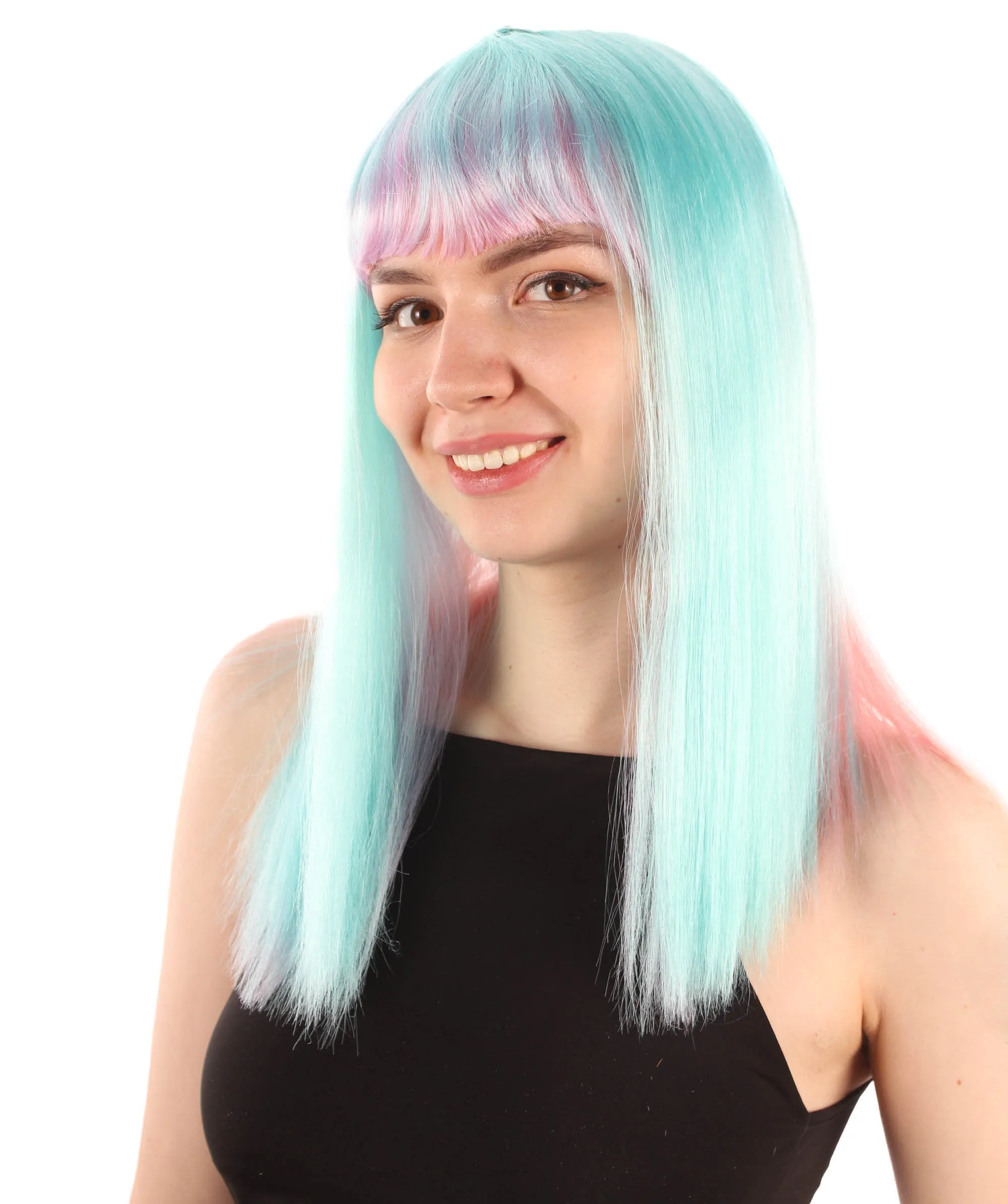 Adult Women's 18" Inch Silky Medium Straight Length Diva Wig, Multiple Color Synthetic Hair with Bangs | HPO