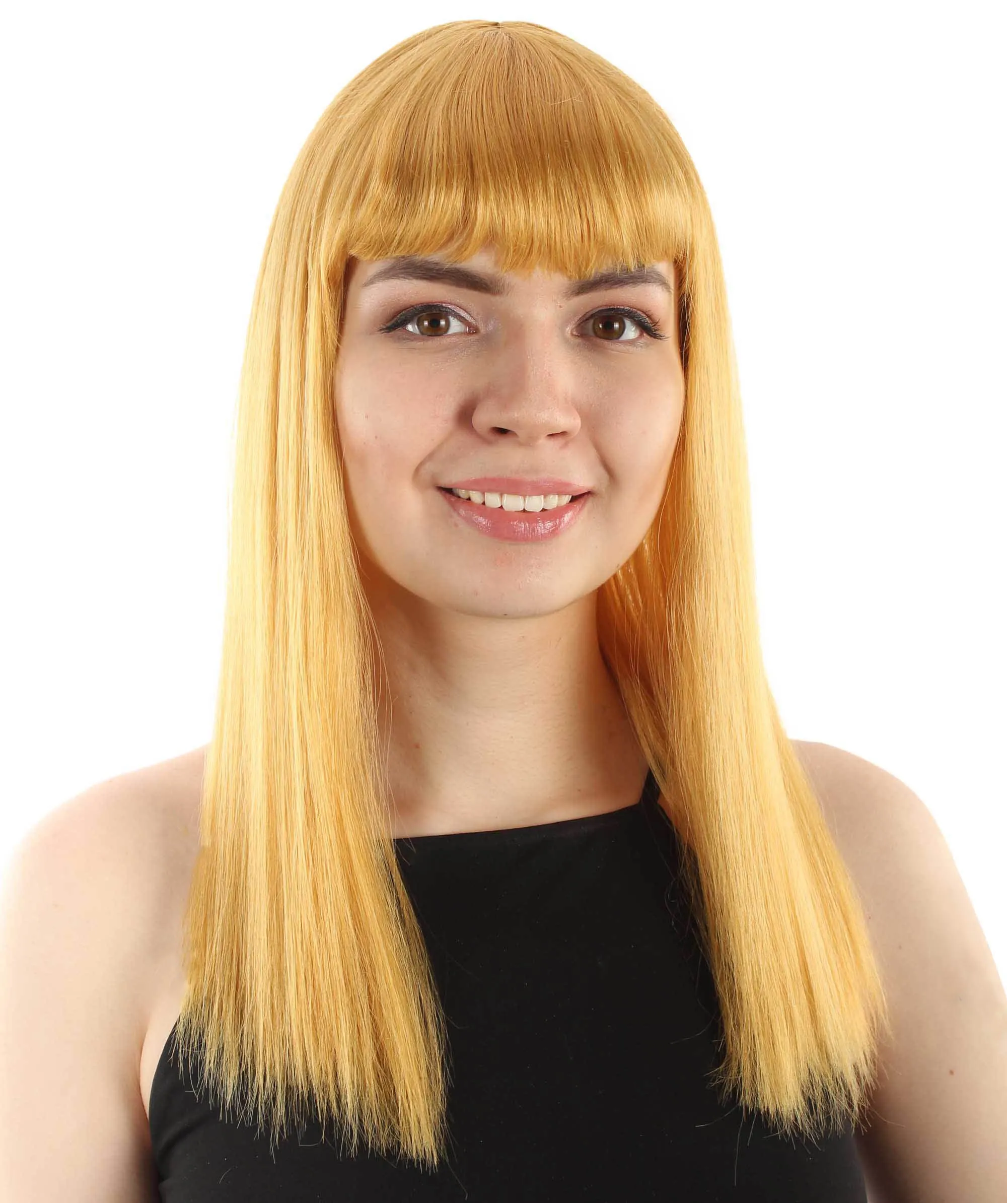 Adult Women's 18" Inch Silky Medium Straight Length Diva Wig, Multiple Color Synthetic Hair with Bangs | HPO