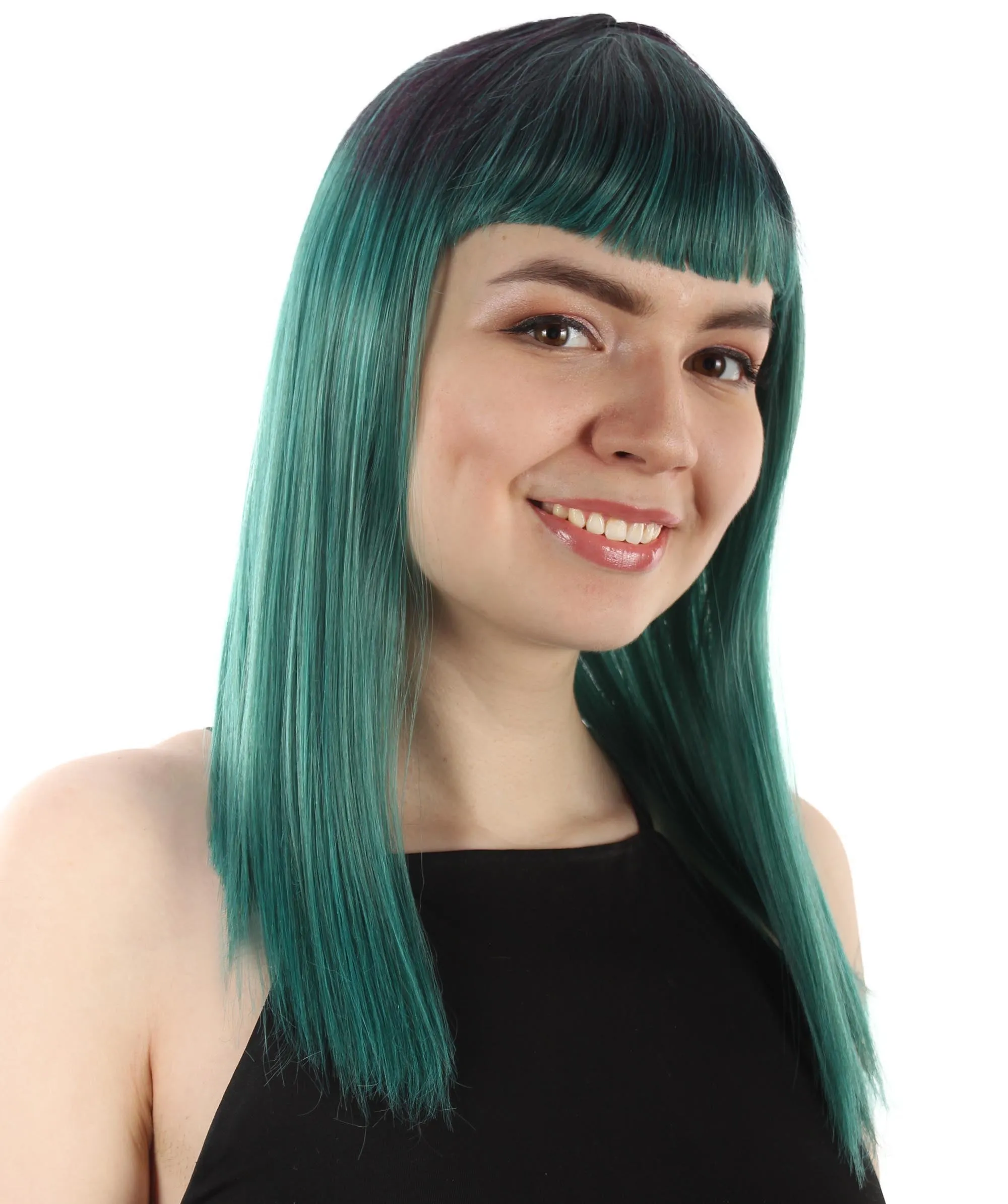 Adult Women's 18" Inch Silky Medium Straight Length Diva Wig, Multiple Color Synthetic Hair with Bangs | HPO