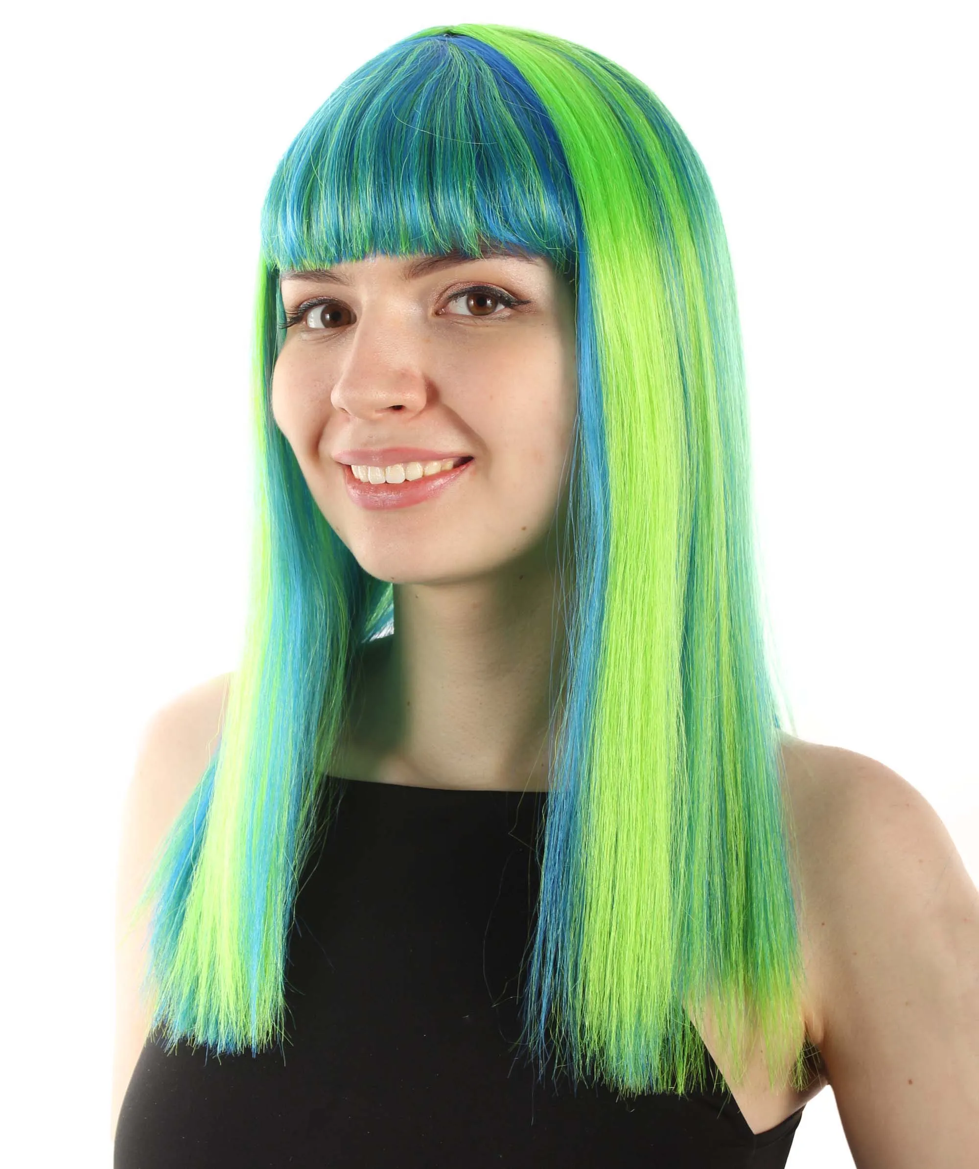 Adult Women's 18" Inch Silky Medium Straight Length Diva Wig, Multiple Color Synthetic Hair with Bangs | HPO