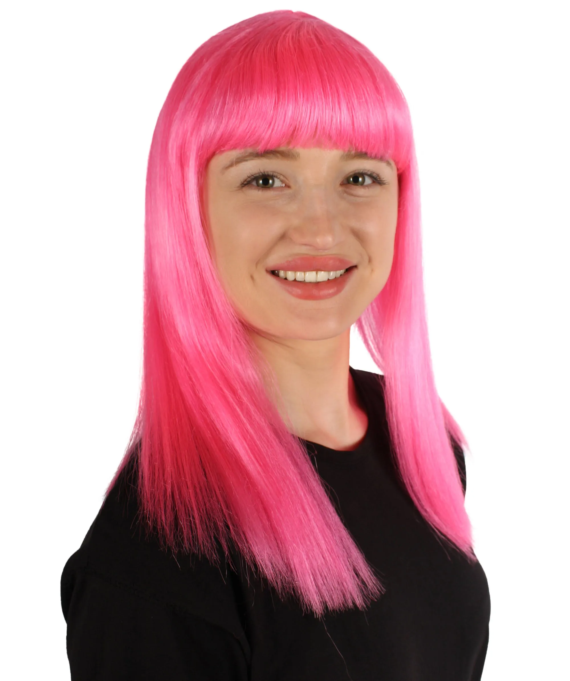 Adult Women's 18" Inch Silky Medium Straight Length Diva Wig, Multiple Color Synthetic Hair with Bangs | HPO