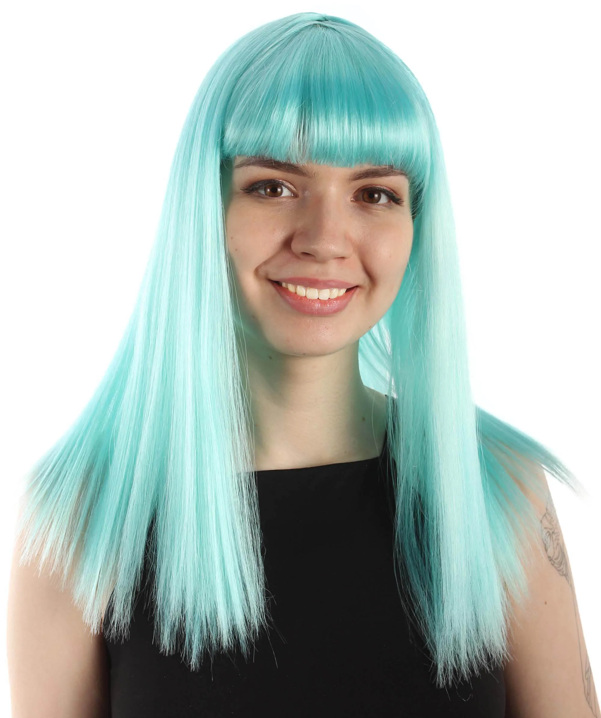 Adult Women's 18" Inch Silky Medium Straight Length Diva Wig, Multiple Color Synthetic Hair with Bangs | HPO