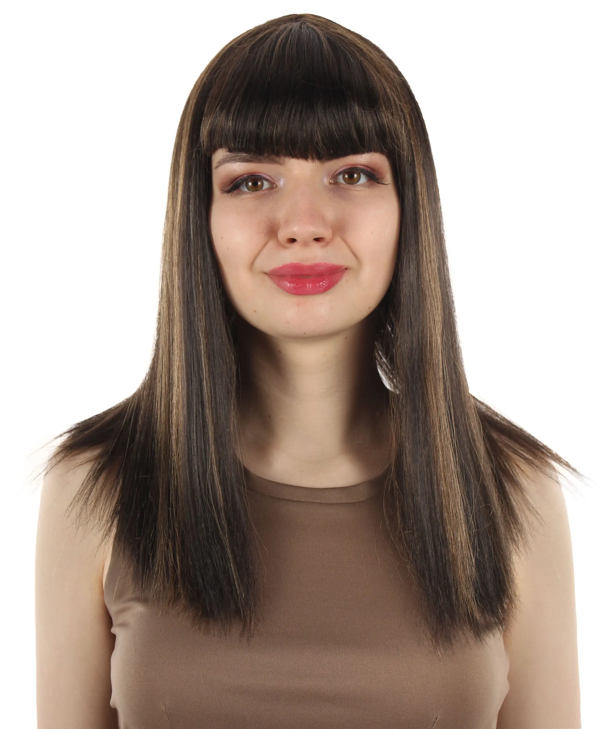 Adult Women's 18" Inch Silky Medium Straight Length Diva Wig, Multiple Color Synthetic Hair with Bangs | HPO