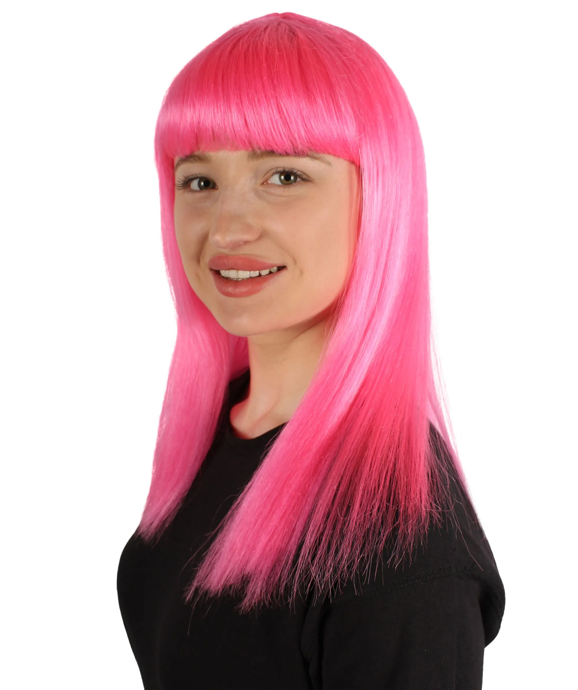 Adult Women's 18" Inch Silky Medium Straight Length Diva Wig, Multiple Color Synthetic Hair with Bangs | HPO