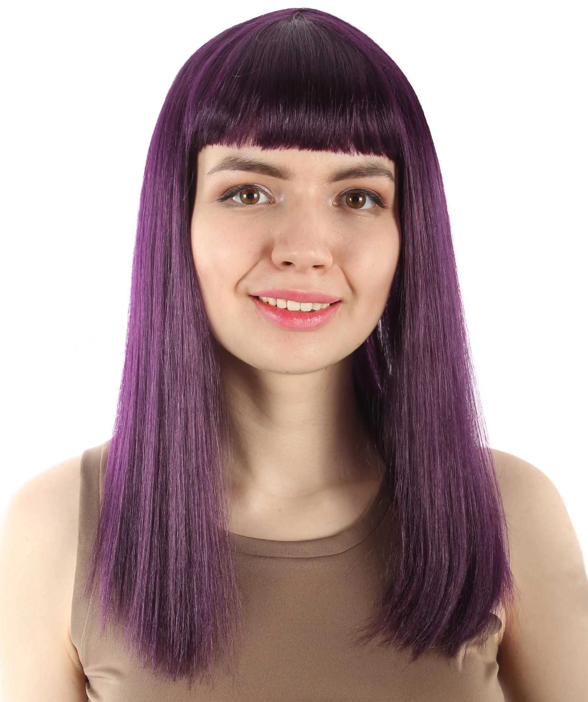 Adult Women's 18" Inch Silky Medium Straight Length Diva Wig, Multiple Color Synthetic Hair with Bangs | HPO