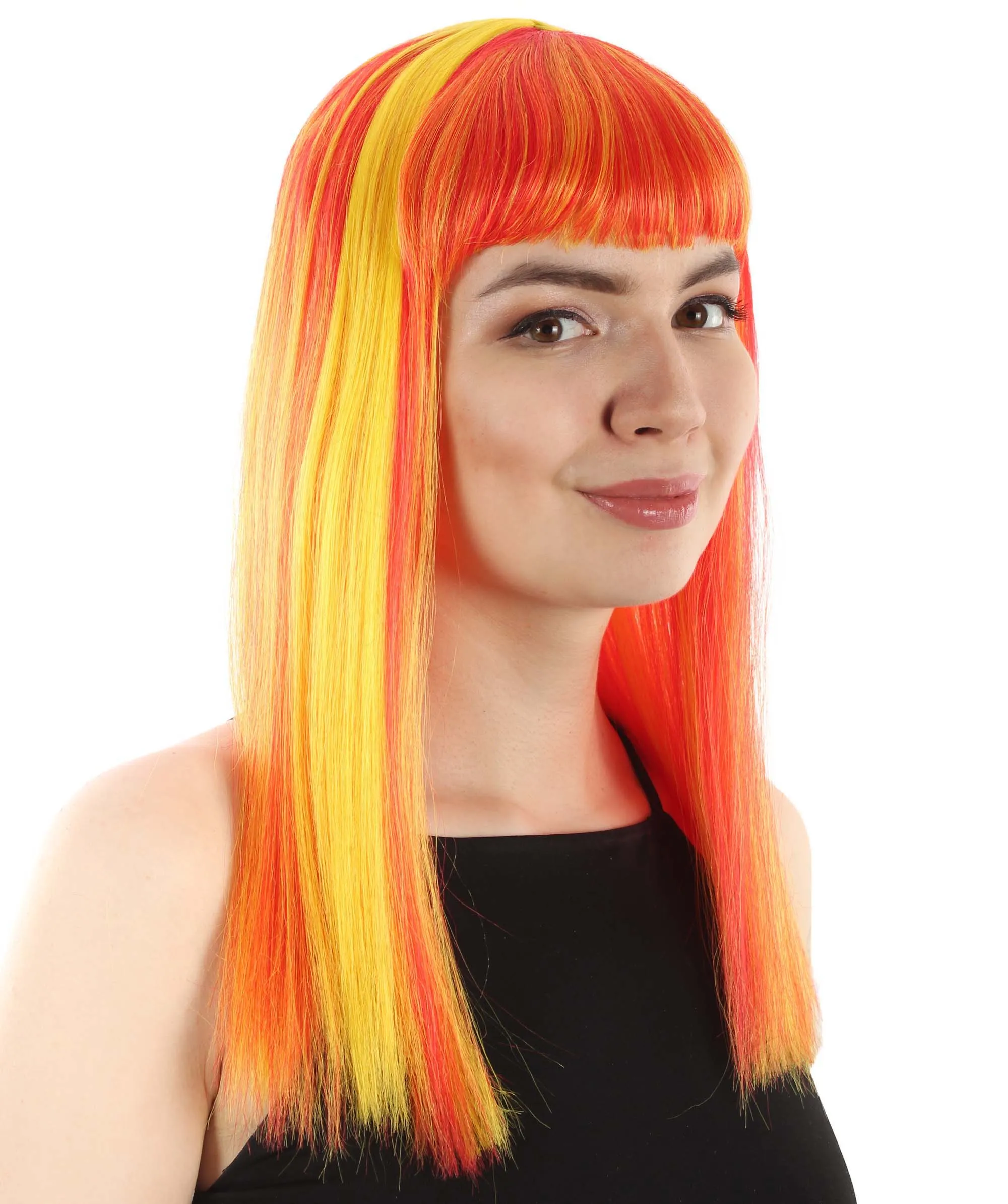 Adult Women's 18" Inch Silky Medium Straight Length Diva Wig, Multiple Color Synthetic Hair with Bangs | HPO