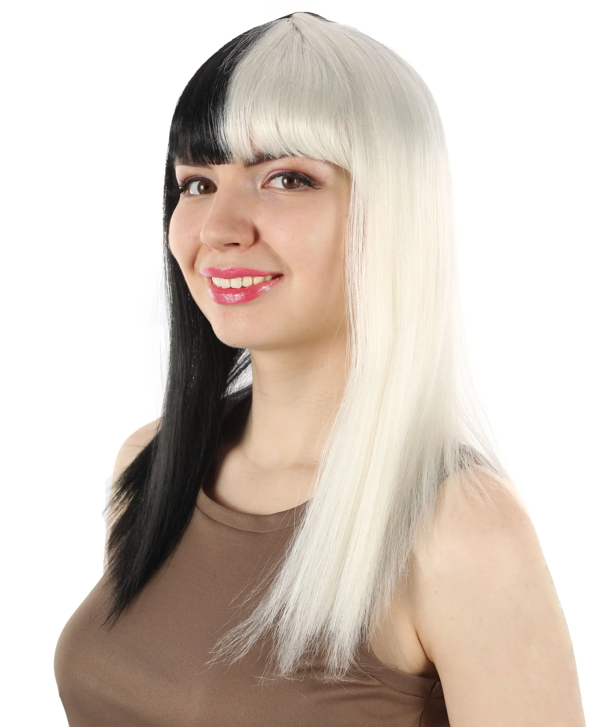 Adult Women's 18" Inch Silky Medium Straight Length Diva Wig, Multiple Color Synthetic Hair with Bangs | HPO