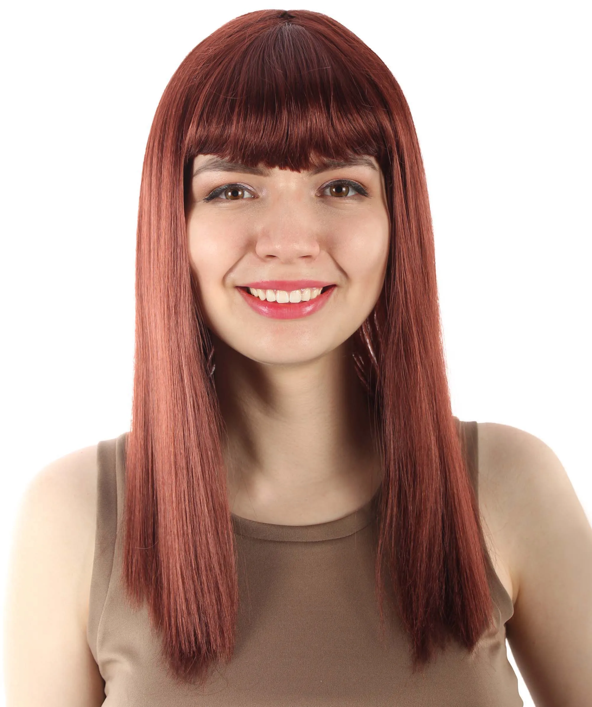Adult Women's 18" Inch Silky Medium Straight Length Diva Wig, Multiple Color Synthetic Hair with Bangs | HPO