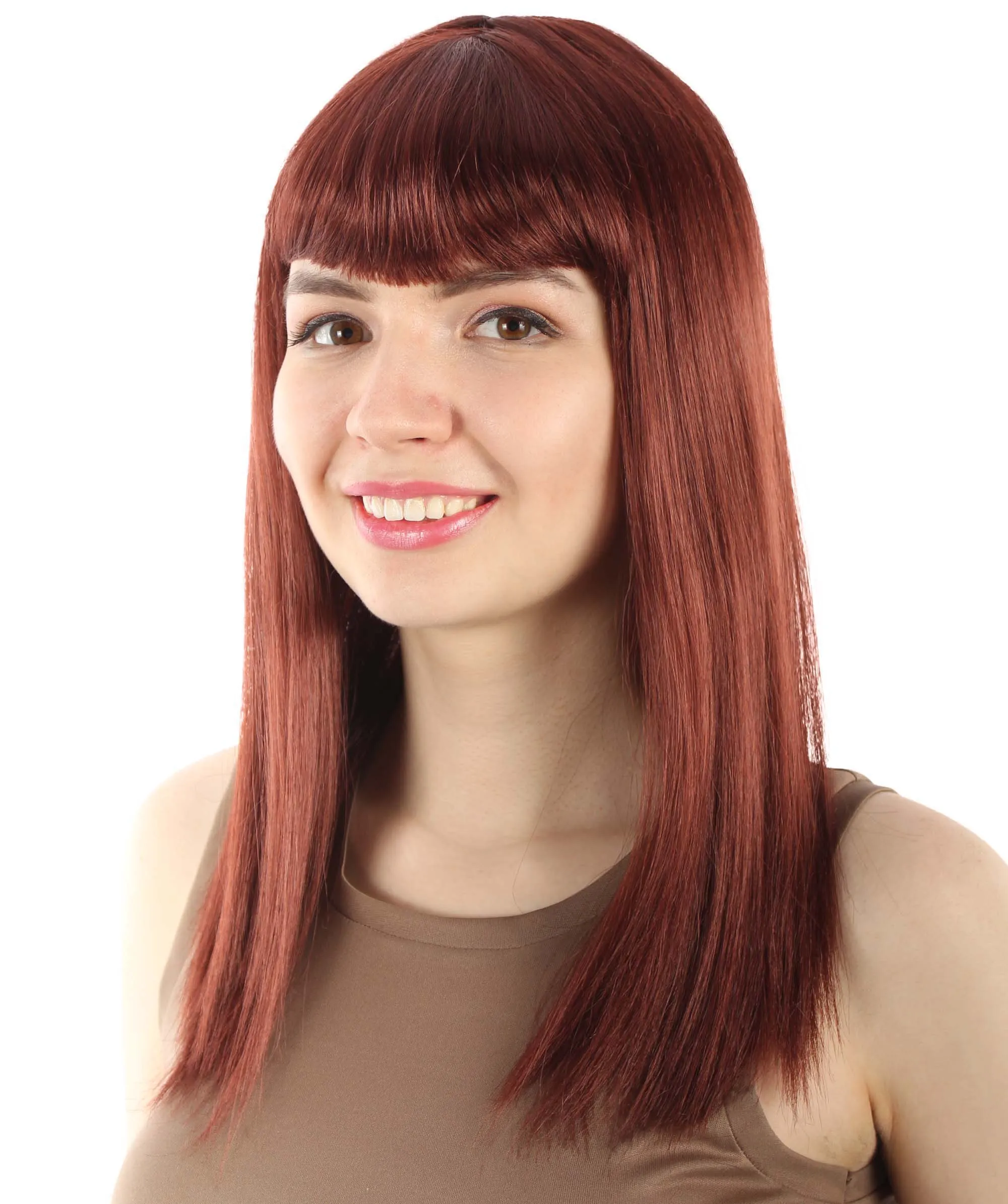 Adult Women's 18" Inch Silky Medium Straight Length Diva Wig, Multiple Color Synthetic Hair with Bangs | HPO