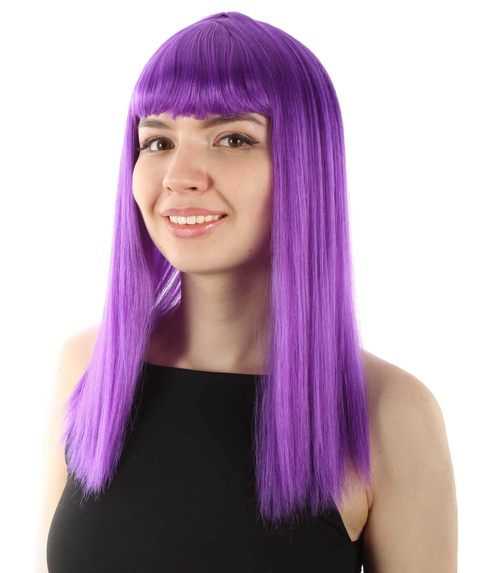 Adult Women's 18" Inch Silky Medium Straight Length Diva Wig, Multiple Color Synthetic Hair with Bangs | HPO