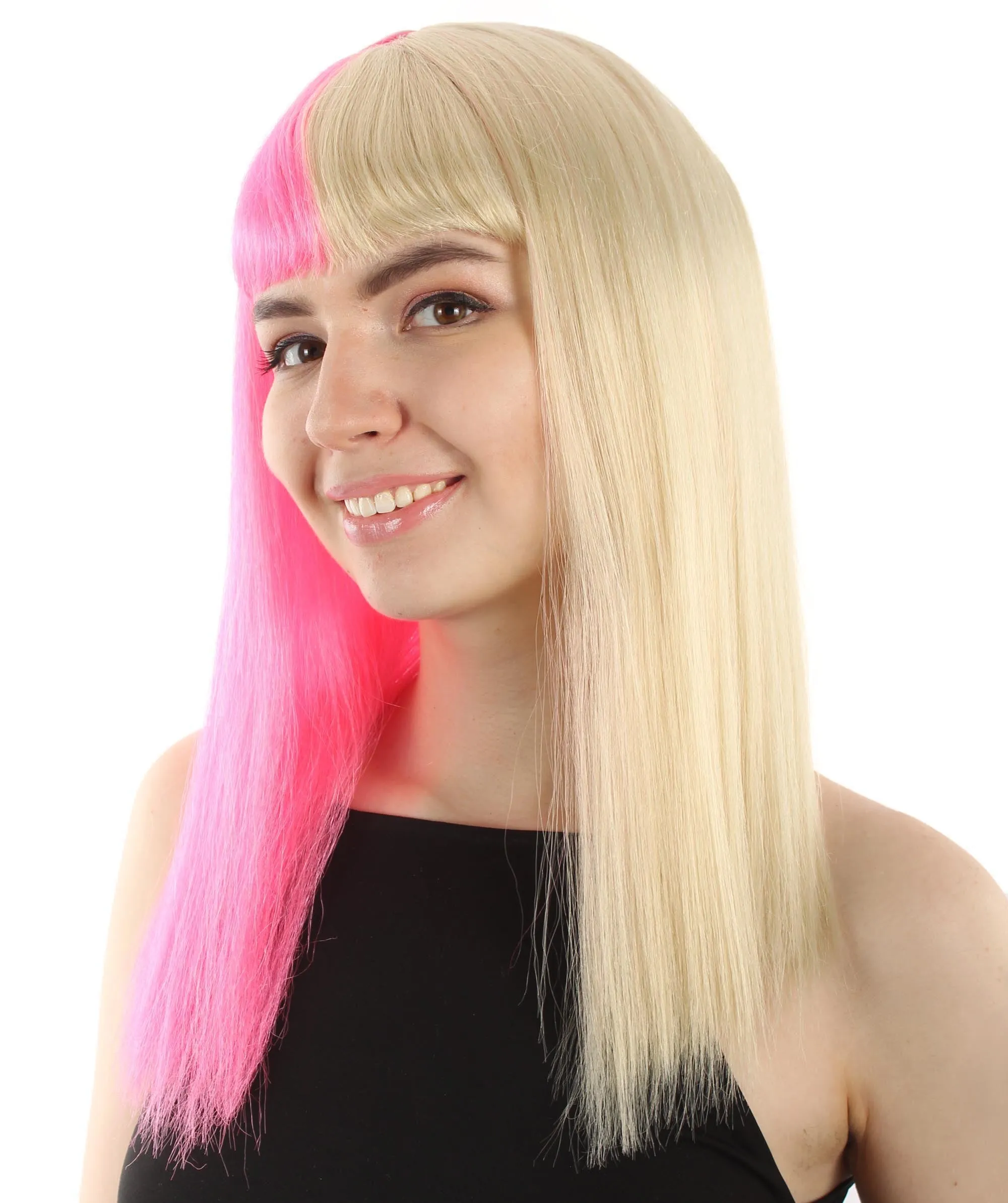Adult Women's 18" Inch Silky Medium Straight Length Diva Wig, Multiple Color Synthetic Hair with Bangs | HPO