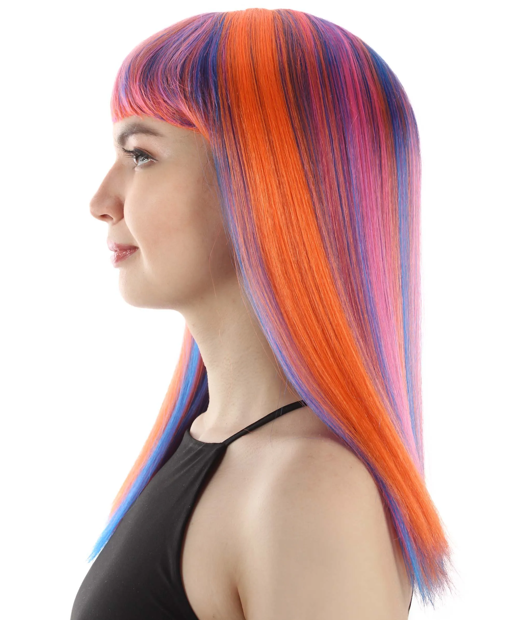 Adult Women's 18" Inch Silky Medium Straight Length Diva Wig, Multiple Color Synthetic Hair with Bangs | HPO