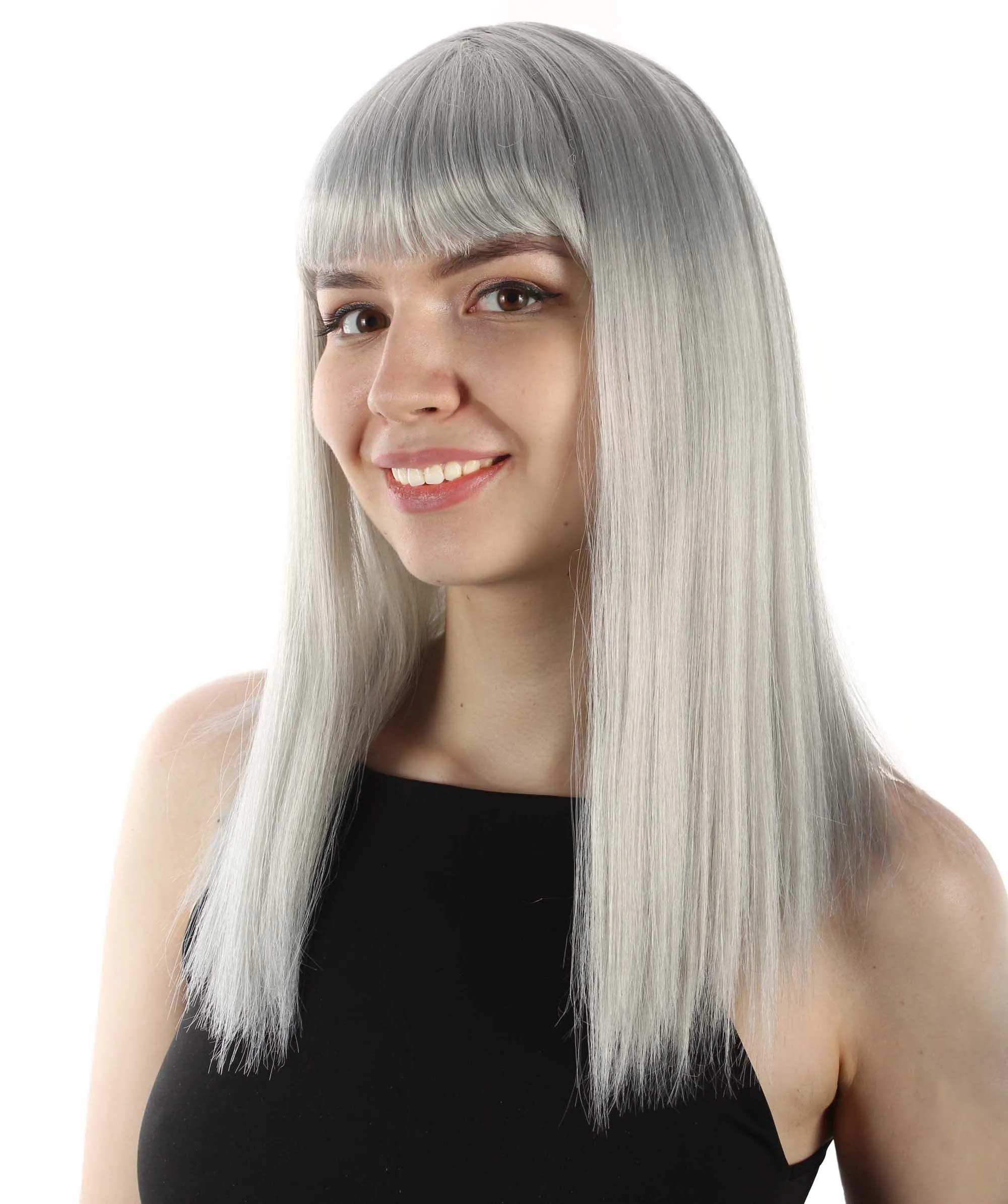 Adult Women's 18" Inch Silky Medium Straight Length Diva Wig, Multiple Color Synthetic Hair with Bangs | HPO