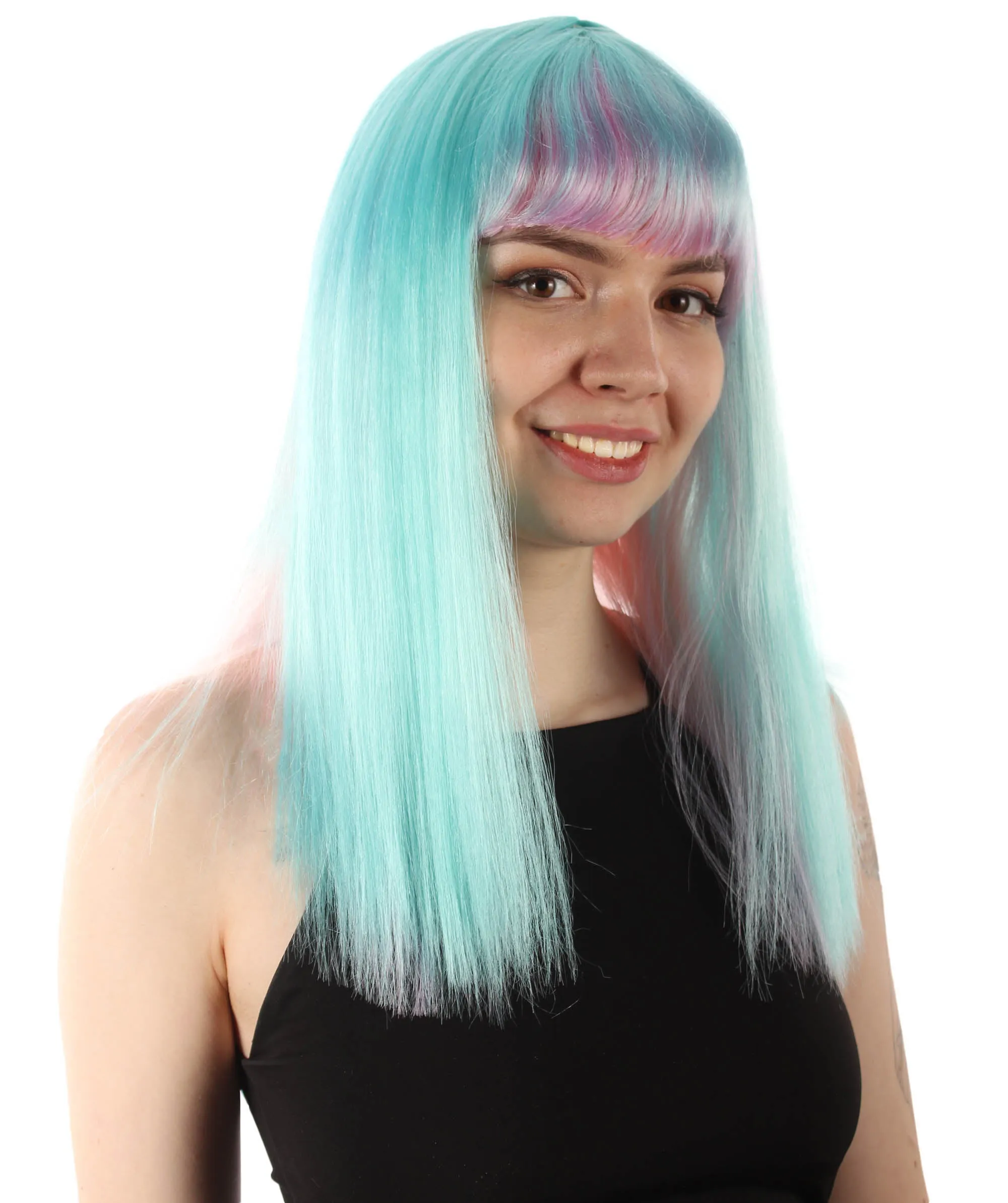 Adult Women's 18" Inch Silky Medium Straight Length Diva Wig, Multiple Color Synthetic Hair with Bangs | HPO