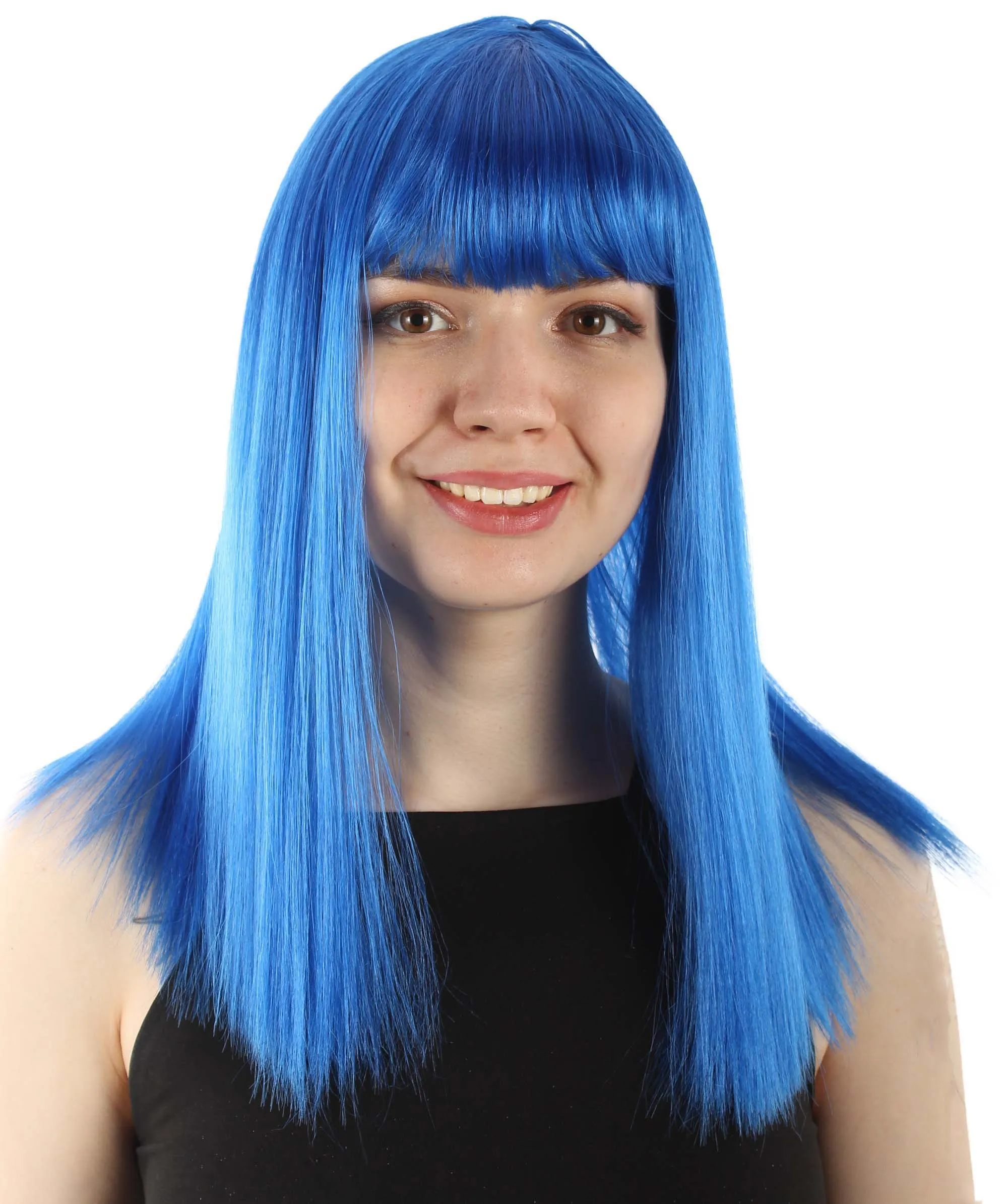 Adult Women's 18" Inch Silky Medium Straight Length Diva Wig, Multiple Color Synthetic Hair with Bangs | HPO