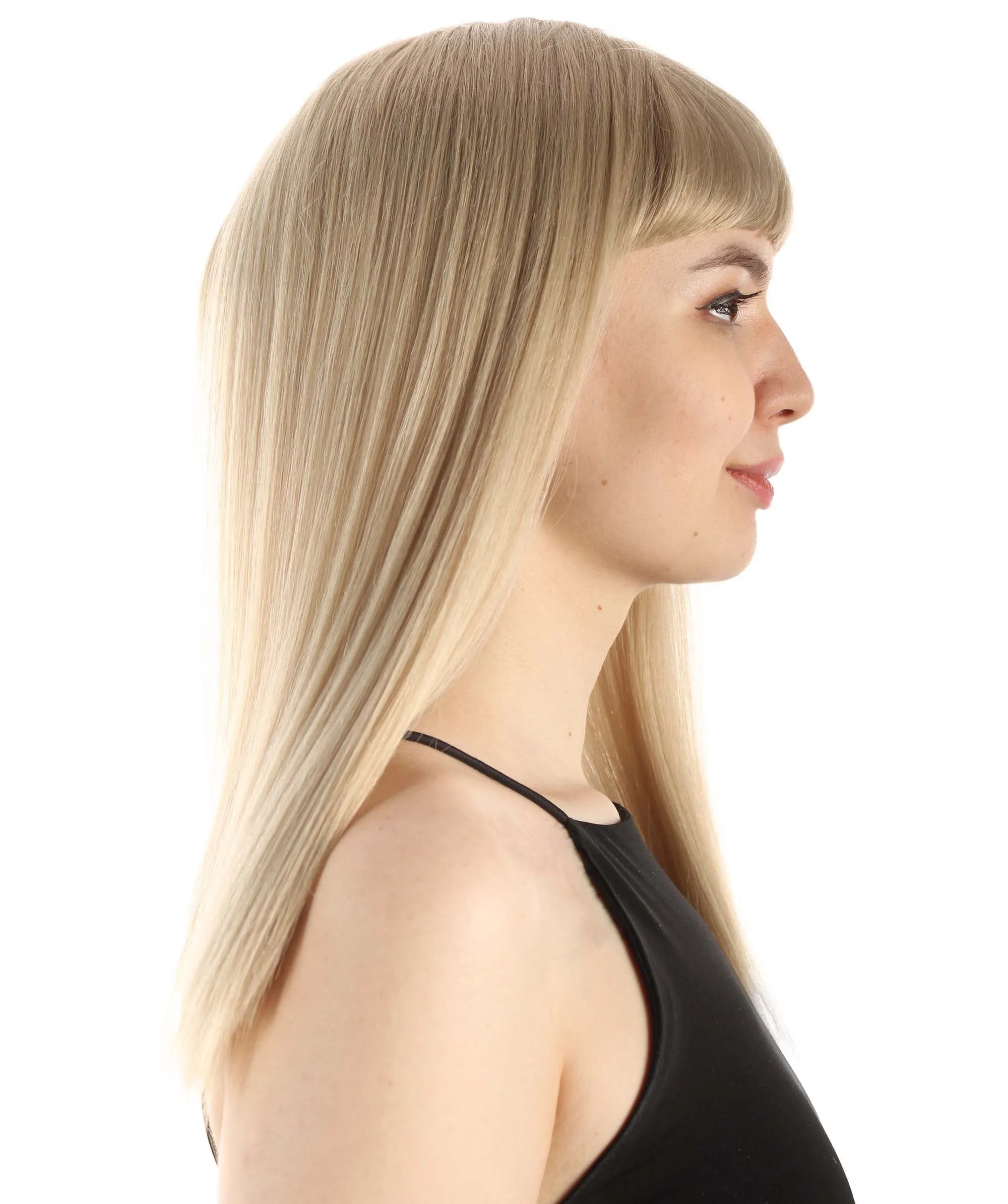 Adult Women's 18" Inch Silky Medium Straight Length Diva Wig, Multiple Color Synthetic Hair with Bangs | HPO
