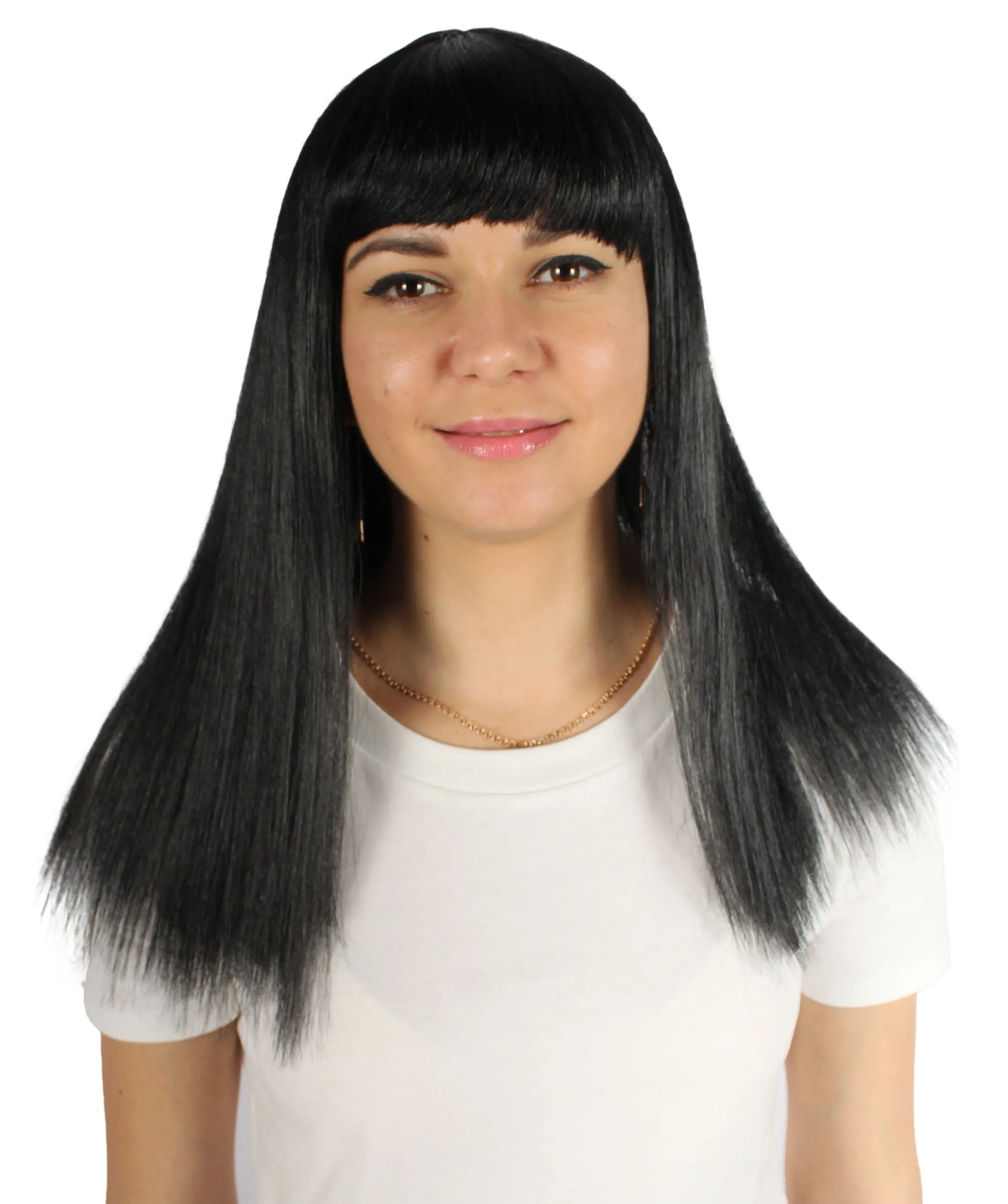 Adult Women's 18" Inch Silky Medium Straight Length Diva Wig, Multiple Color Synthetic Hair with Bangs | HPO