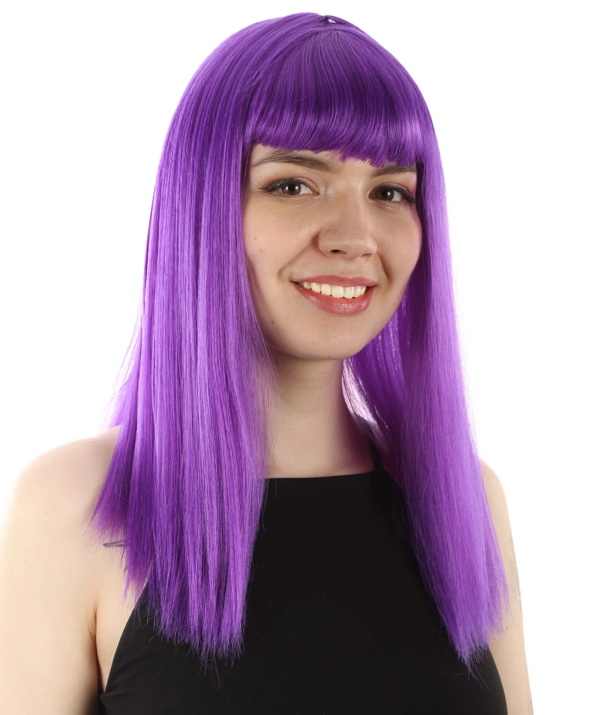 Adult Women's 18" Inch Silky Medium Straight Length Diva Wig, Multiple Color Synthetic Hair with Bangs | HPO
