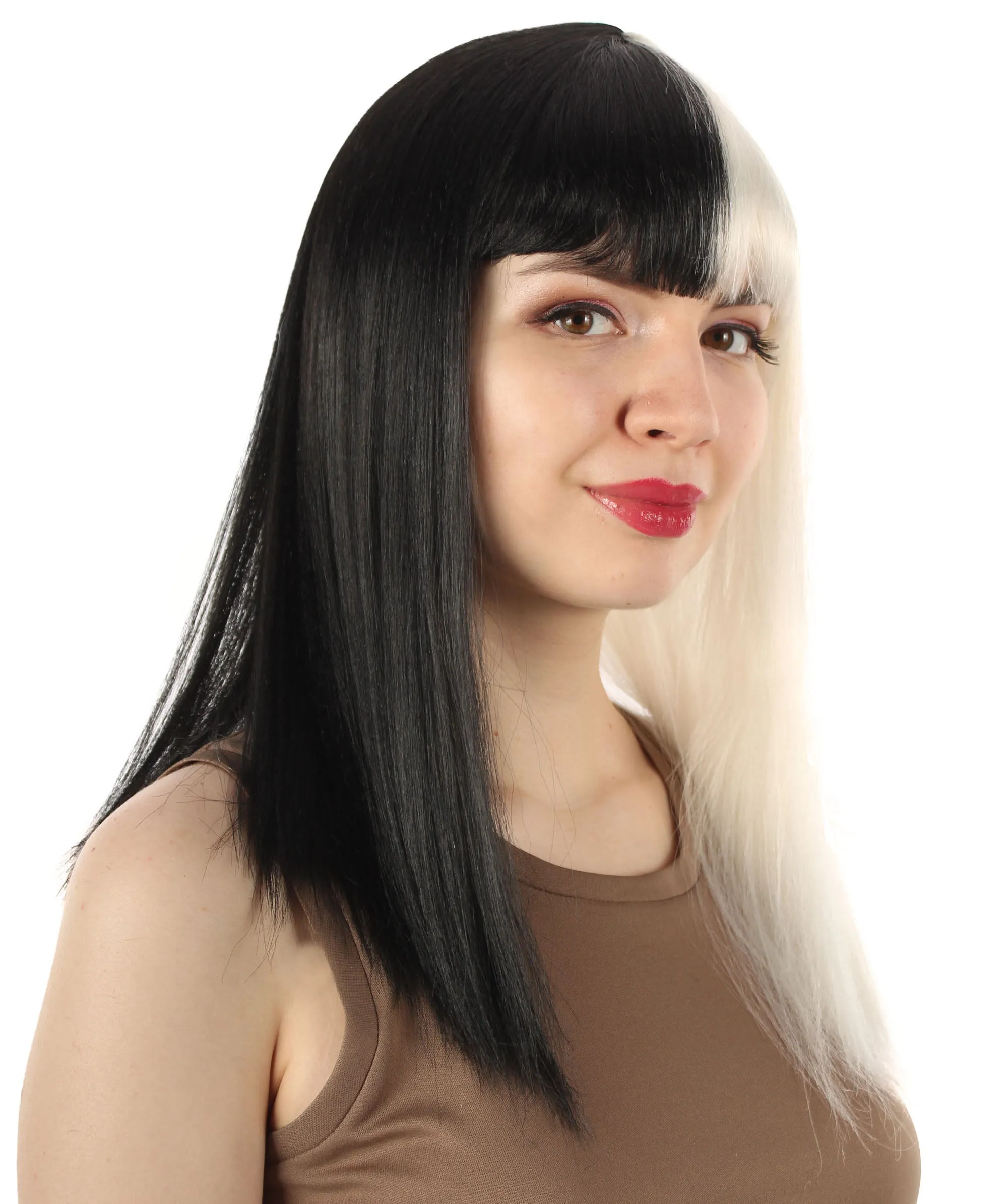 Adult Women's 18" Inch Silky Medium Straight Length Diva Wig, Multiple Color Synthetic Hair with Bangs | HPO