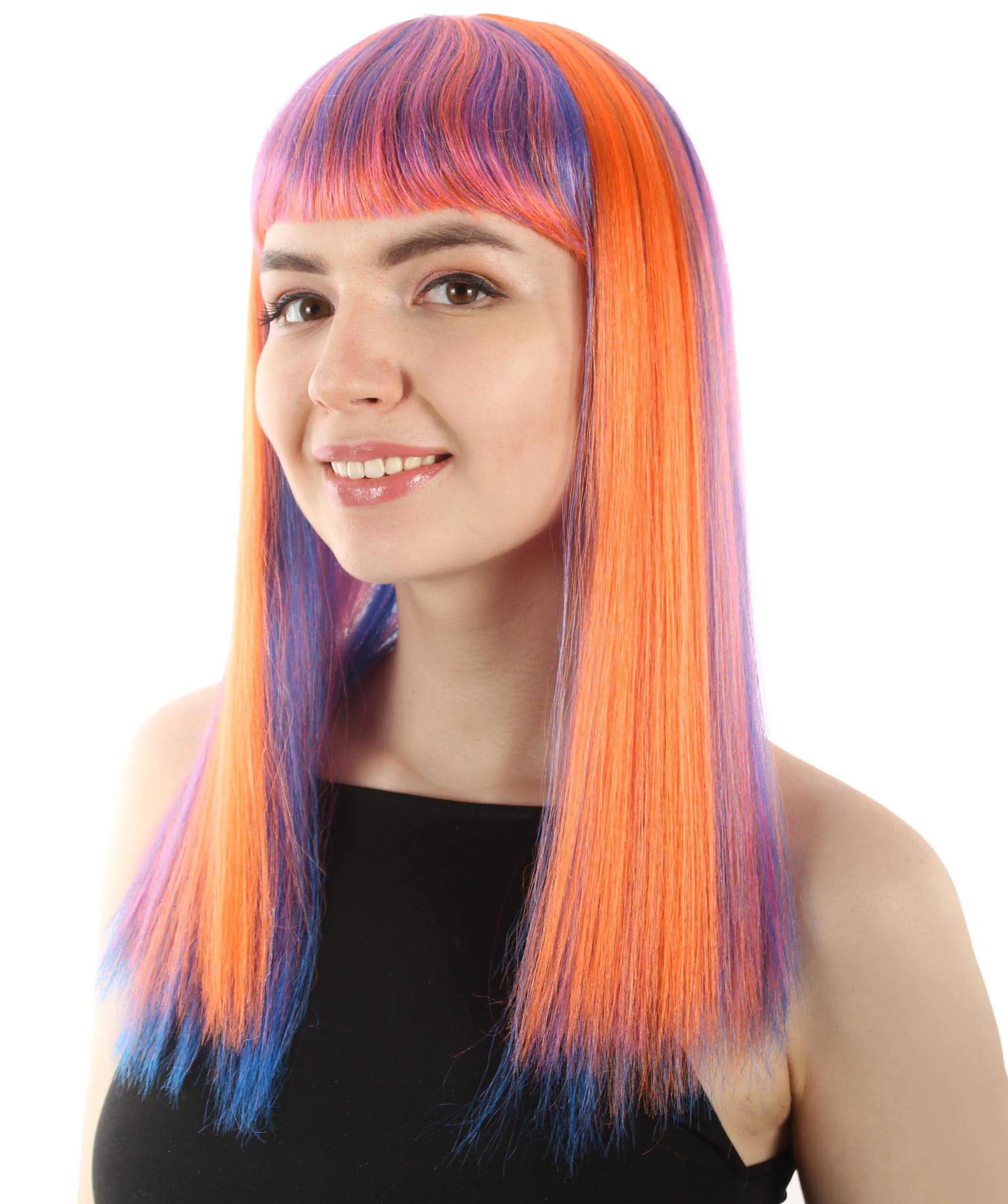 Adult Women's 18" Inch Silky Medium Straight Length Diva Wig, Multiple Color Synthetic Hair with Bangs | HPO