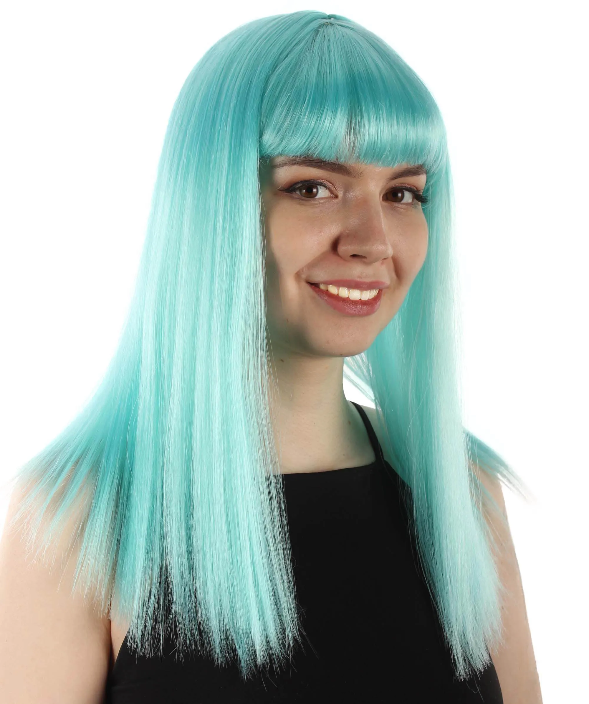 Adult Women's 18" Inch Silky Medium Straight Length Diva Wig, Multiple Color Synthetic Hair with Bangs | HPO