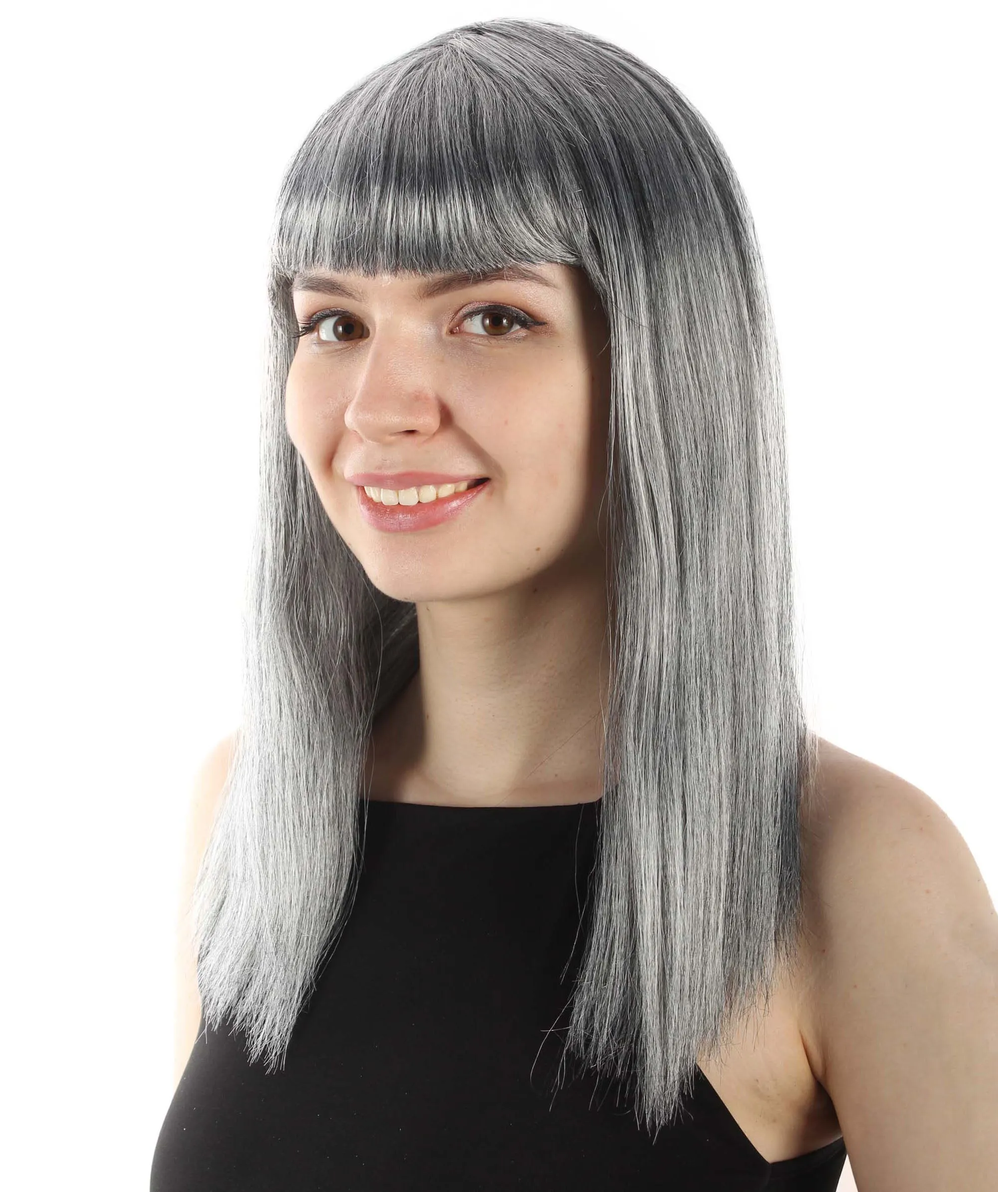Adult Women's 18" Inch Silky Medium Straight Length Diva Wig, Multiple Color Synthetic Hair with Bangs | HPO